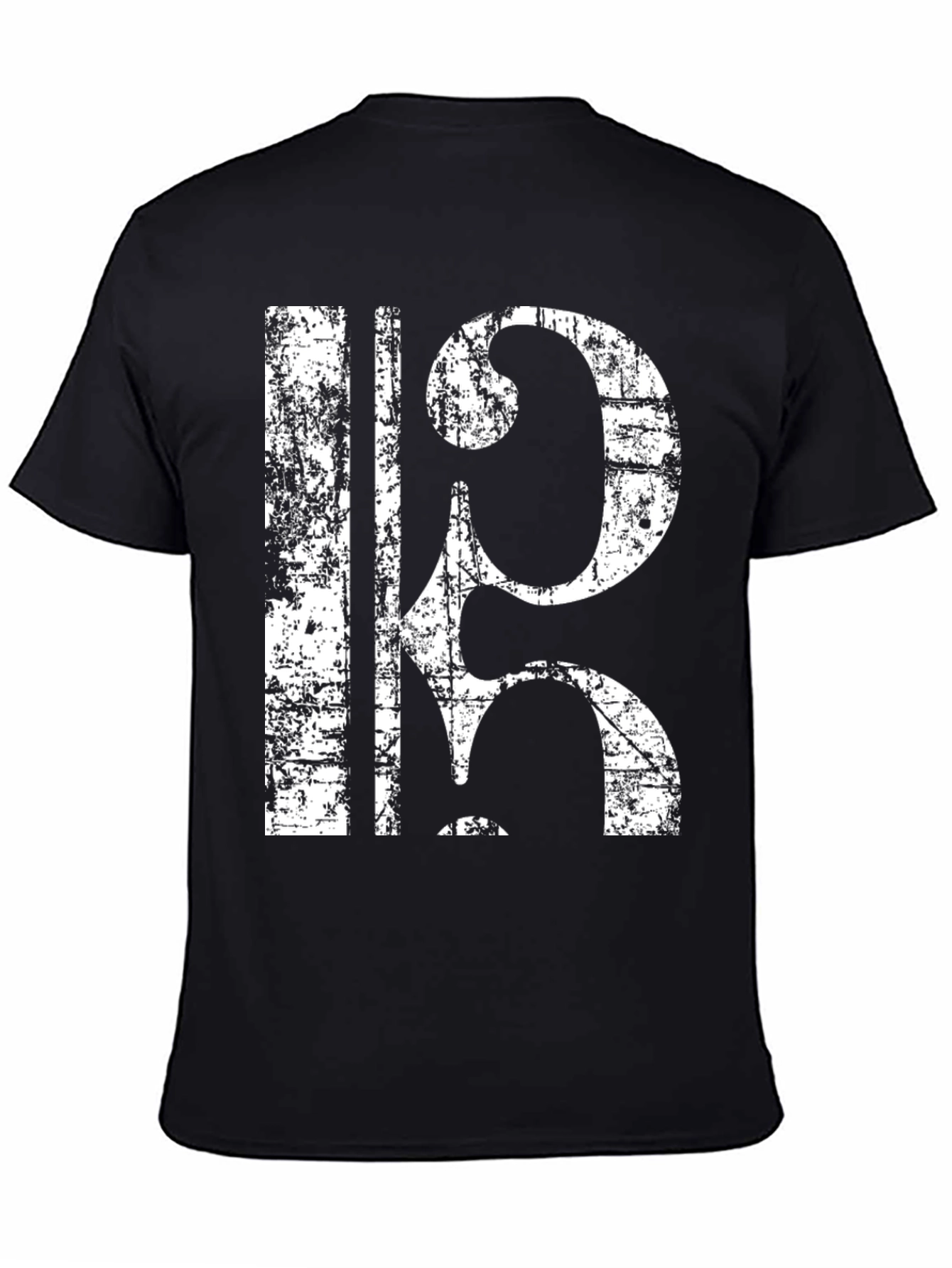 Black Vintage Bass Clef T-Shirt - Musical Style Tee view 4
