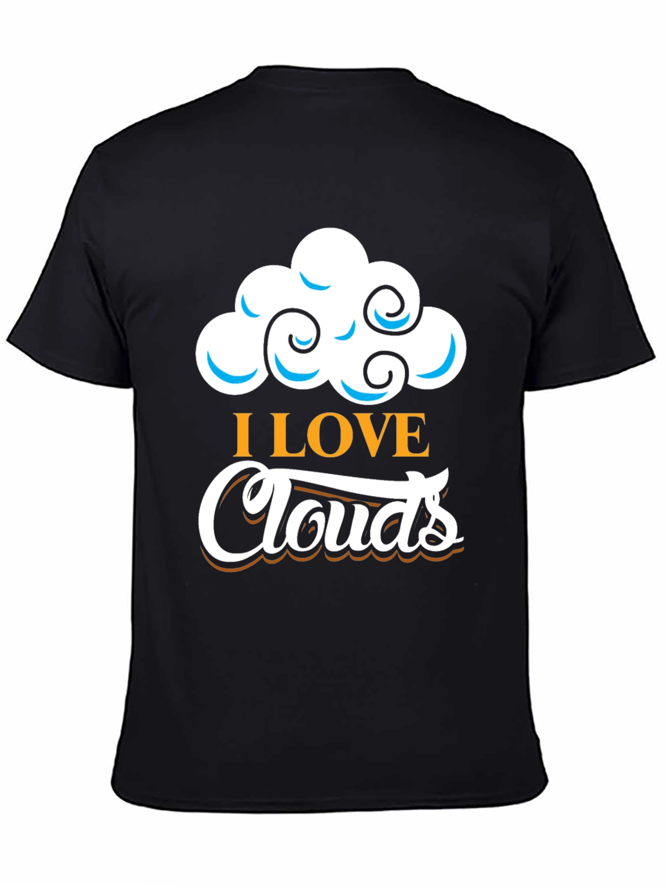 Black I Love Clouds Graphic T-Shirt - Black Cotton Blend view 4