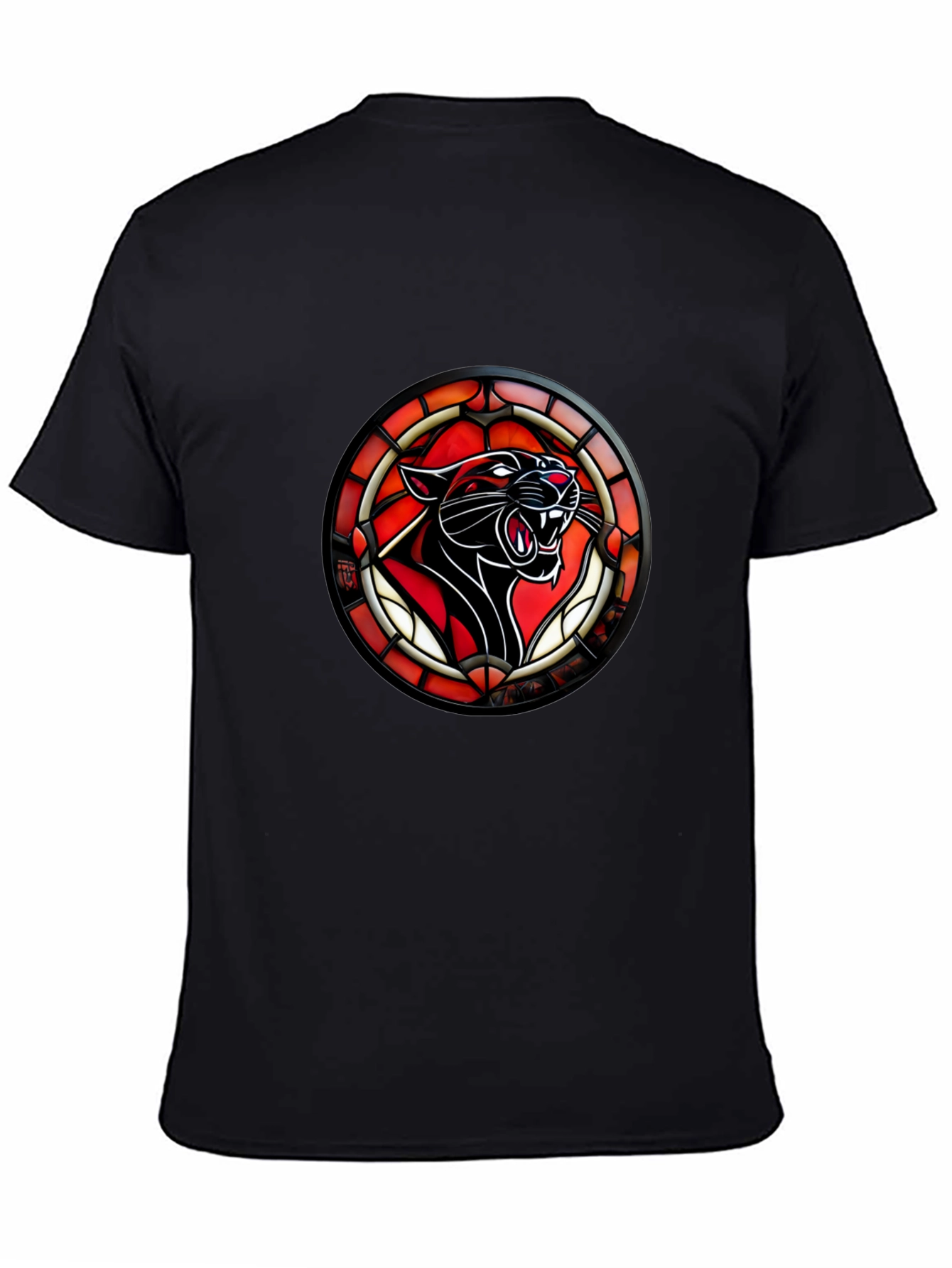Black Stained Glass Panther T-Shirt - Bold Graphic Tee view 4
