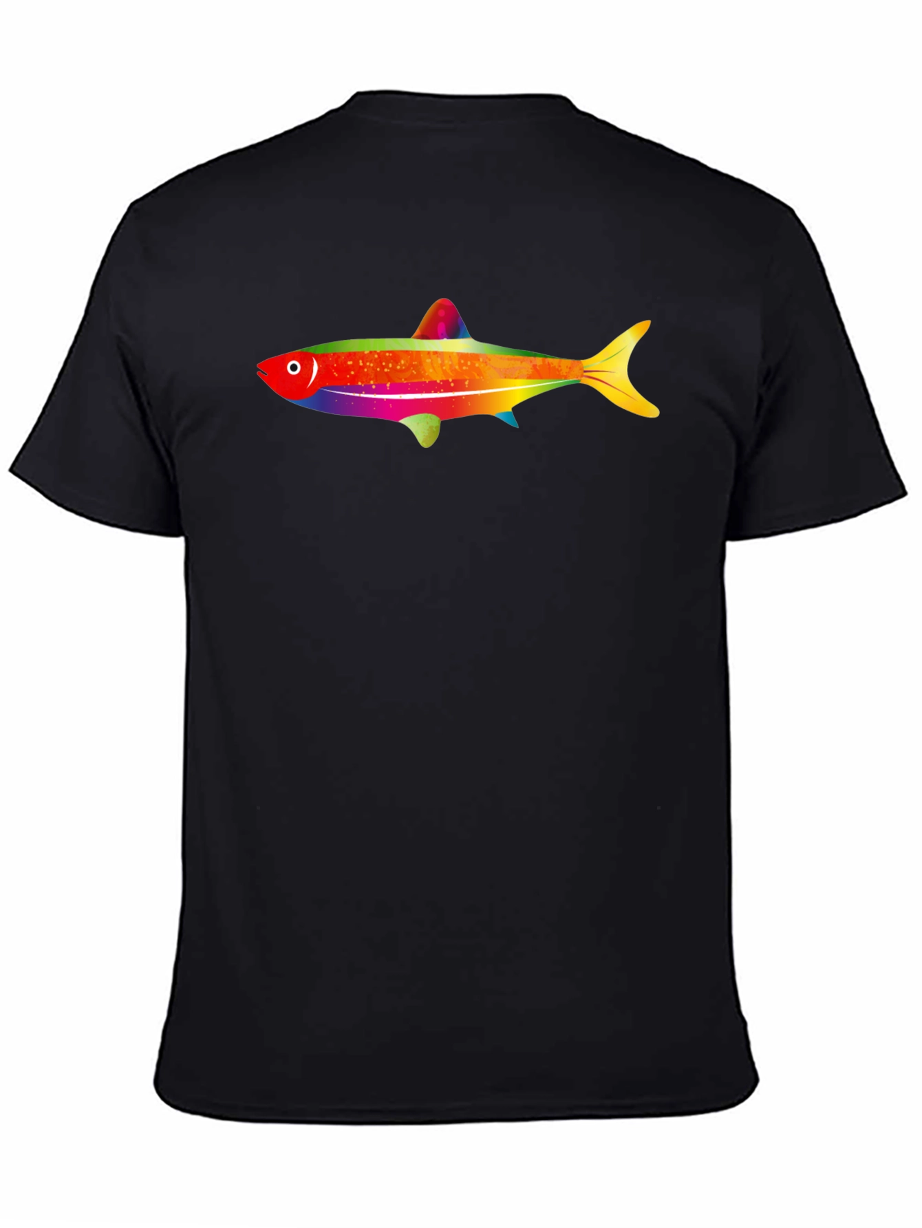 Black Rainbow Fish Graphic Tee - Men's Black T-Shirt view 4