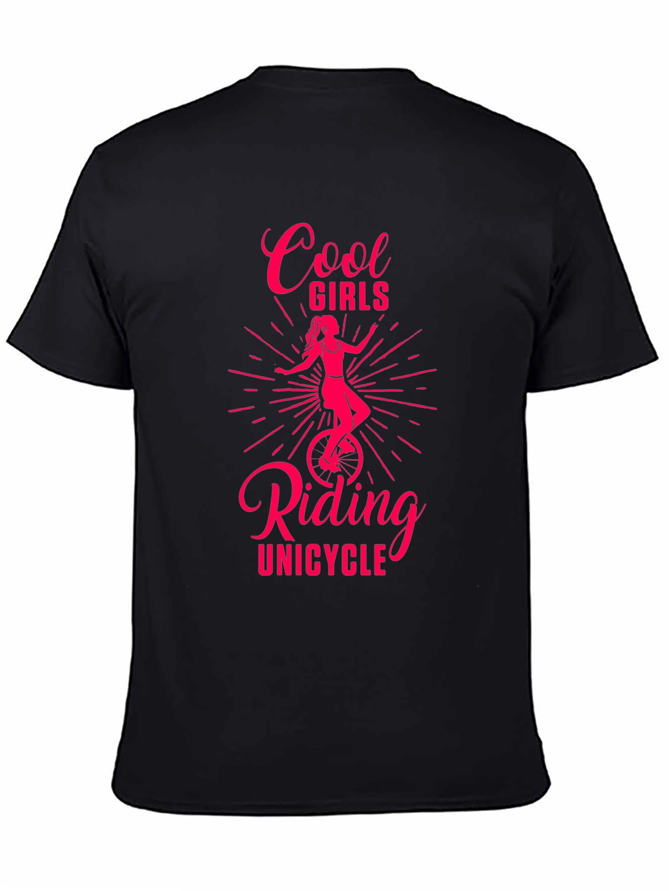 Black Cool Girls Unicycle Graphic Tee - Black Unisex view 4