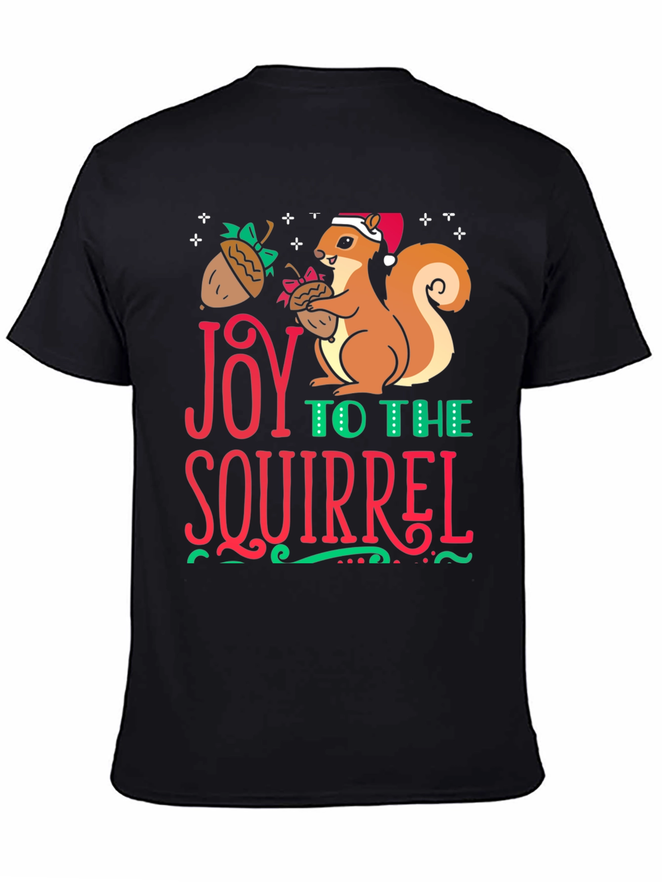 Black Joy to the Squirrel Holiday T-Shirt view 4