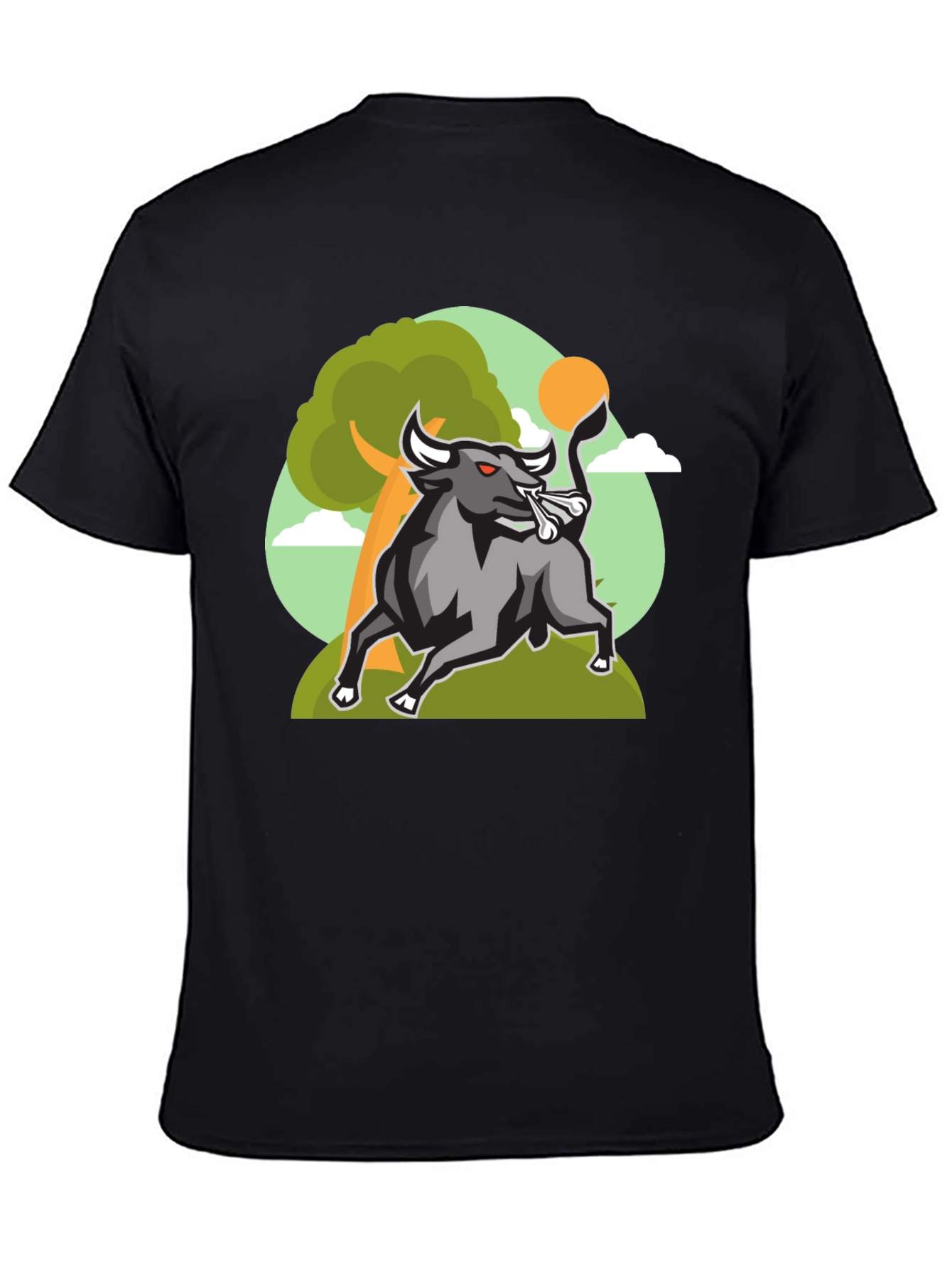 Black Bull Graphic Tee - Black Cotton Shirt view 4