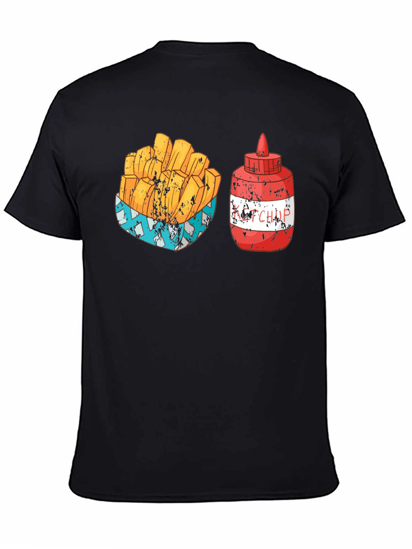 Black Fries & Ketchup Graphic Tee - Food Lover's Delight view 4