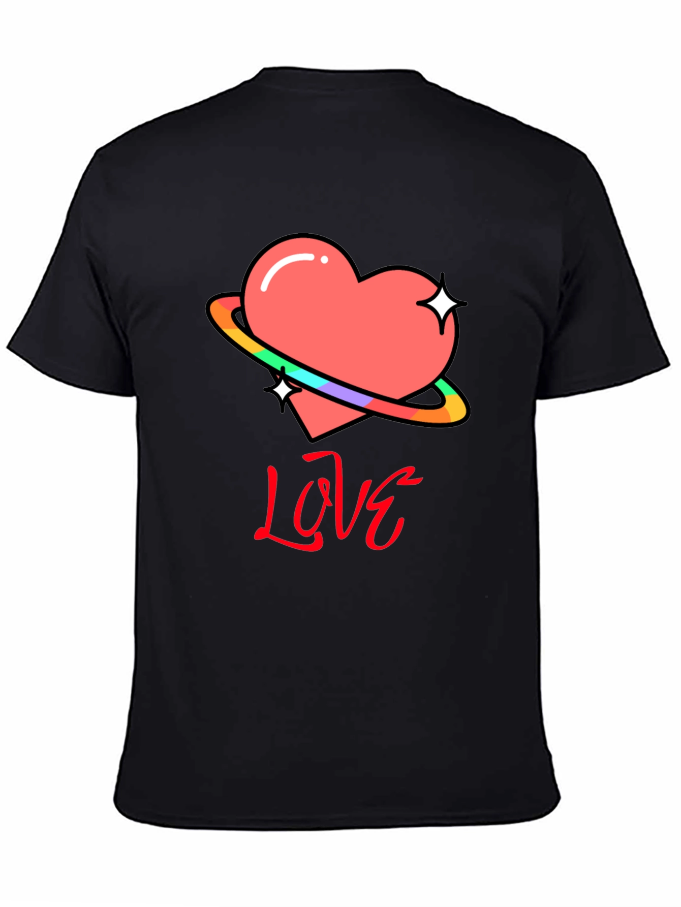 Black Love Heart Graphic T-Shirt - Black view 4