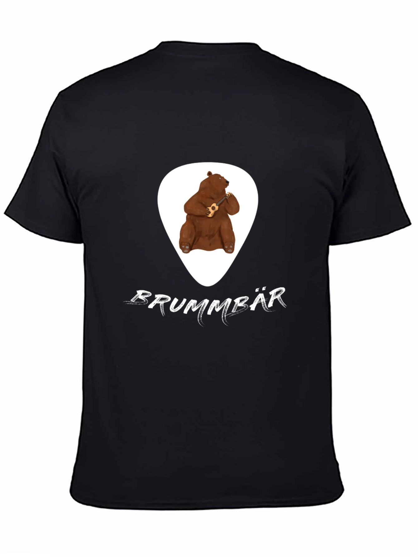 Black Brummbär Bear Ukulele T-Shirt - Black Cotton Tee view 4