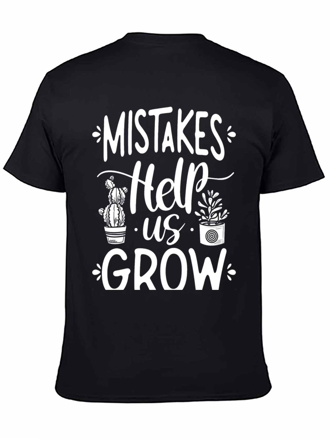 Black Mistakes Help Us Grow T-Shirt - Black Cotton Tee view 4