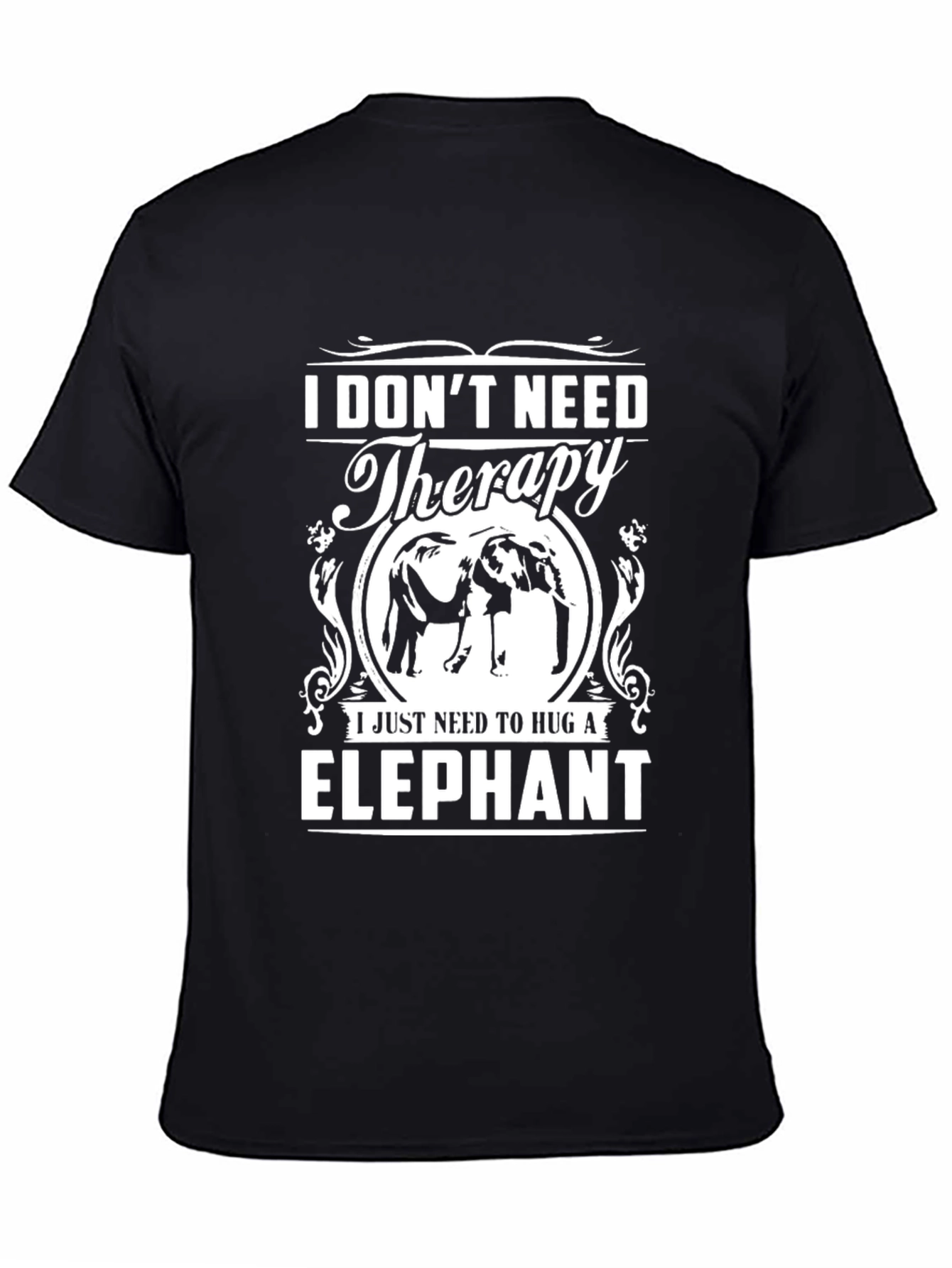 Black Elephant Hug Therapy Graphic T-Shirt view 4
