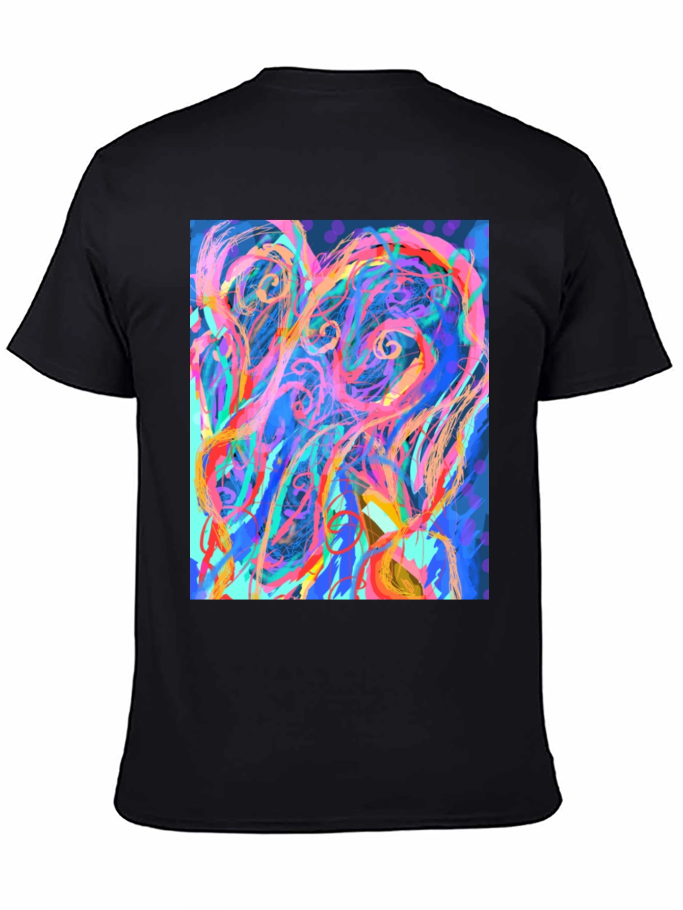 Black Abstract Art Graphic Print Black T-Shirt view 4