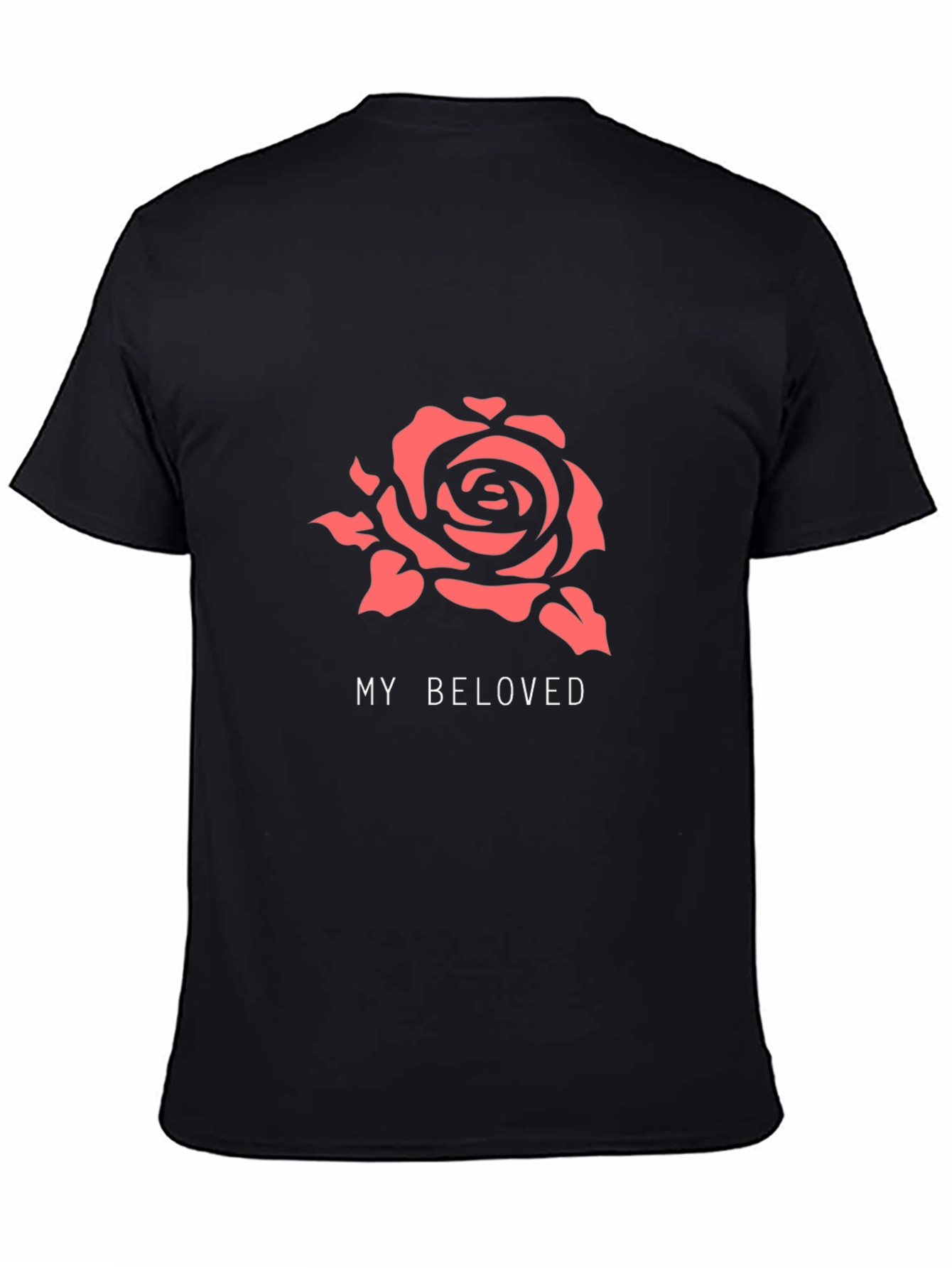 Black My Beloved Rose Graphic Tee - Soft Black Cotton T-Shirt view 4