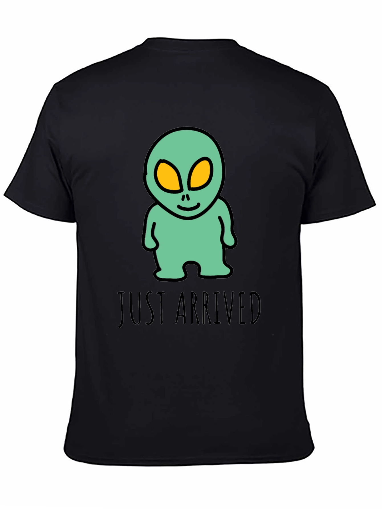 Black Just Arrived Alien Graphic Tee - Black Cotton T-Shirt view 4