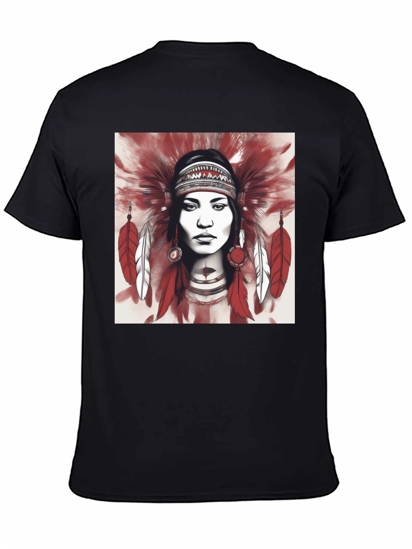 Black Native American Headdress Graphic Tee view 4