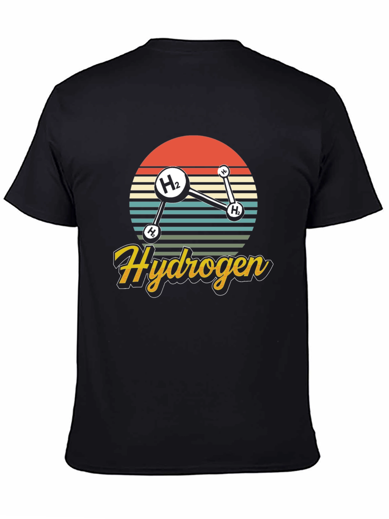 Black Hydrogen Molecule Graphic T-Shirt view 4