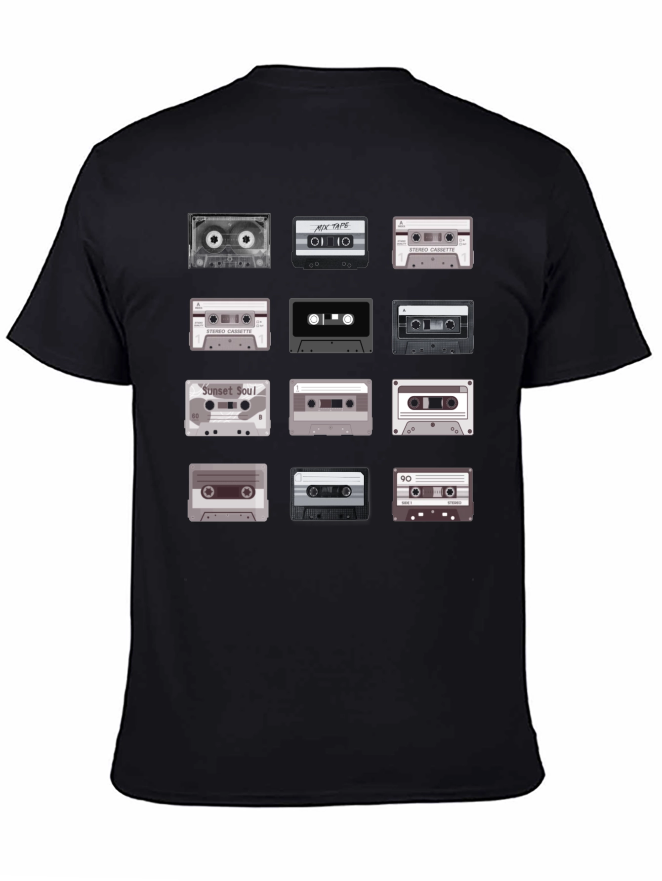 Black Retro Cassette Tape Graphic Tee - Music Lover T-Shirt view 4