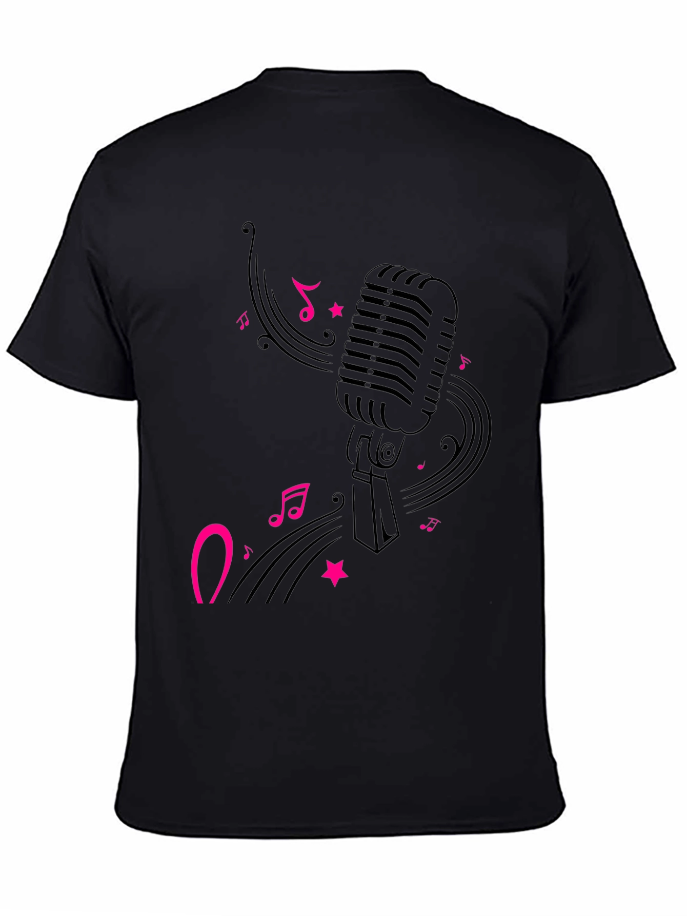 Black Retro Microphone Graphic Tee - Black view 4