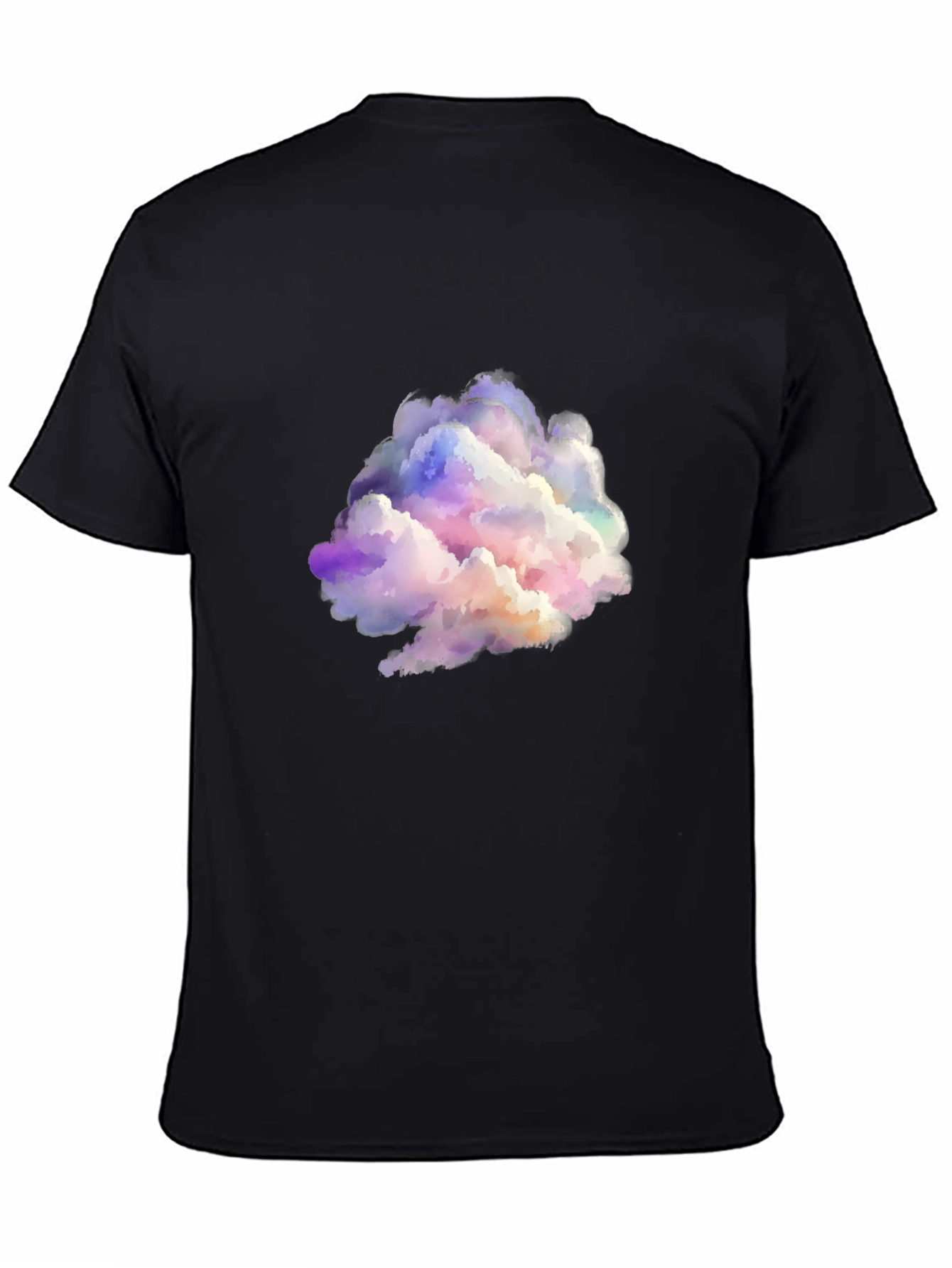 Black Colorful Cloud Graphic Black T-Shirt view 4