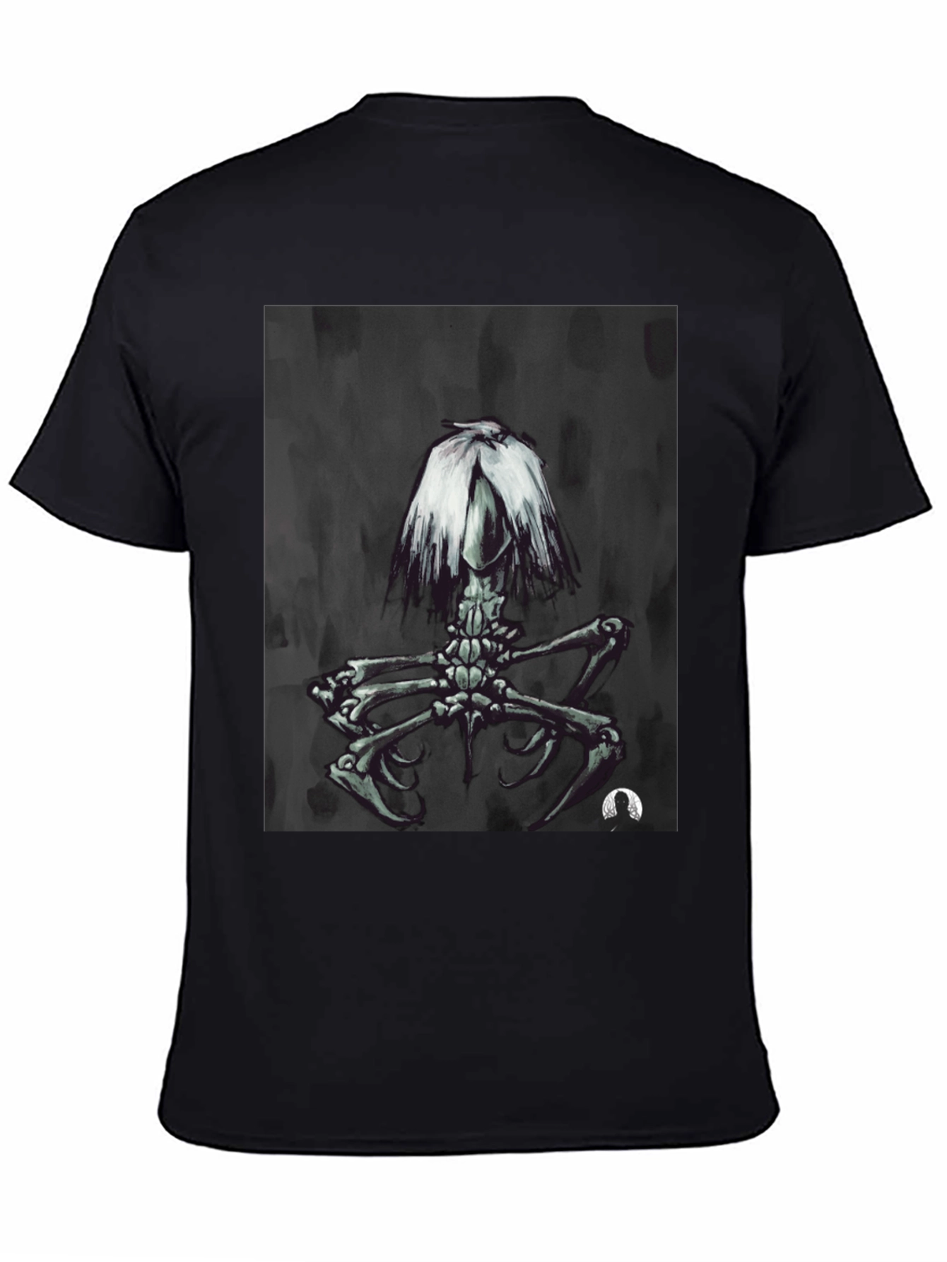 Black Dark Surreal Skeleton Art T-Shirt view 4