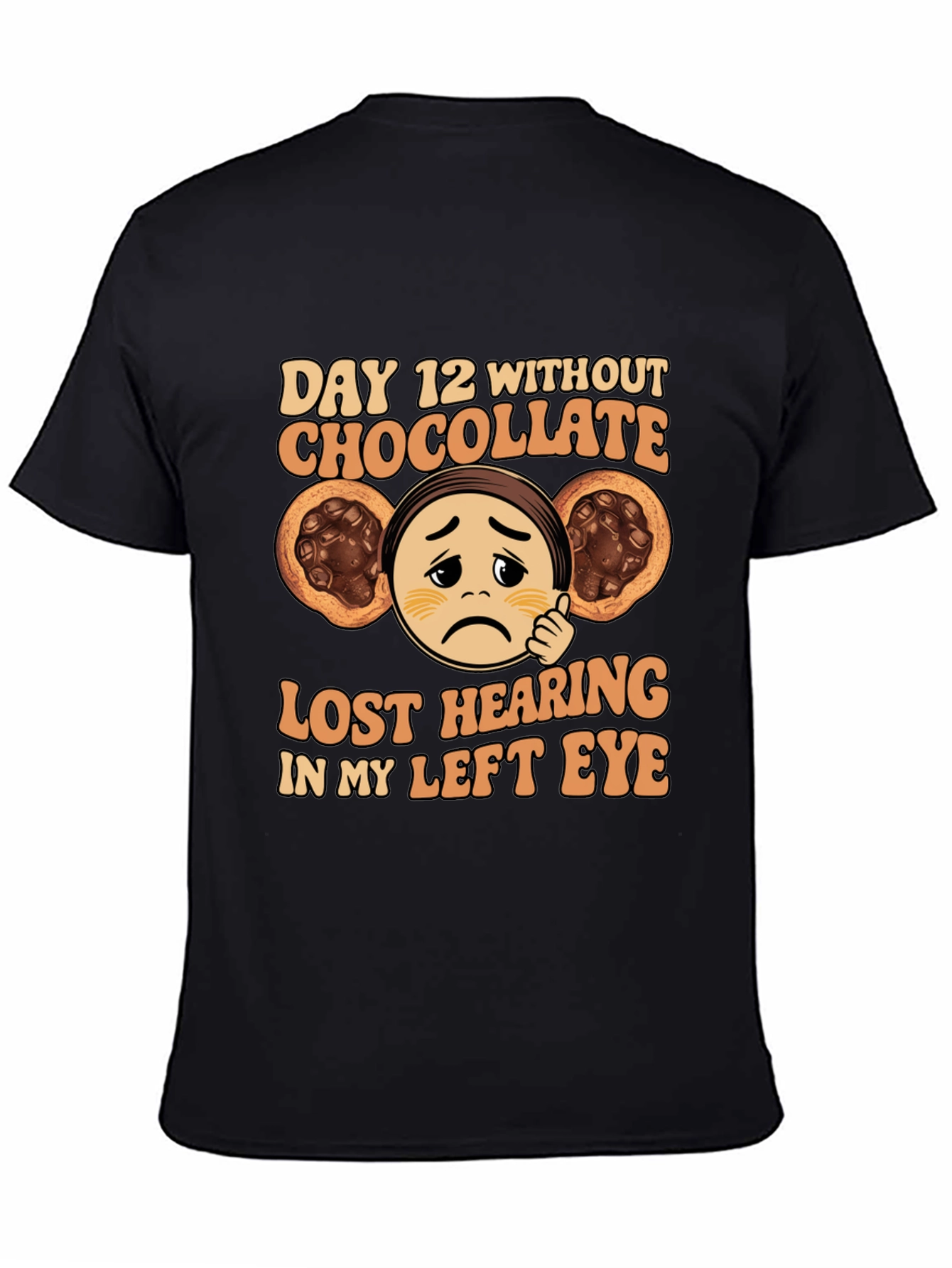 Black Funny Chocolate Deprivation T-Shirt view 4