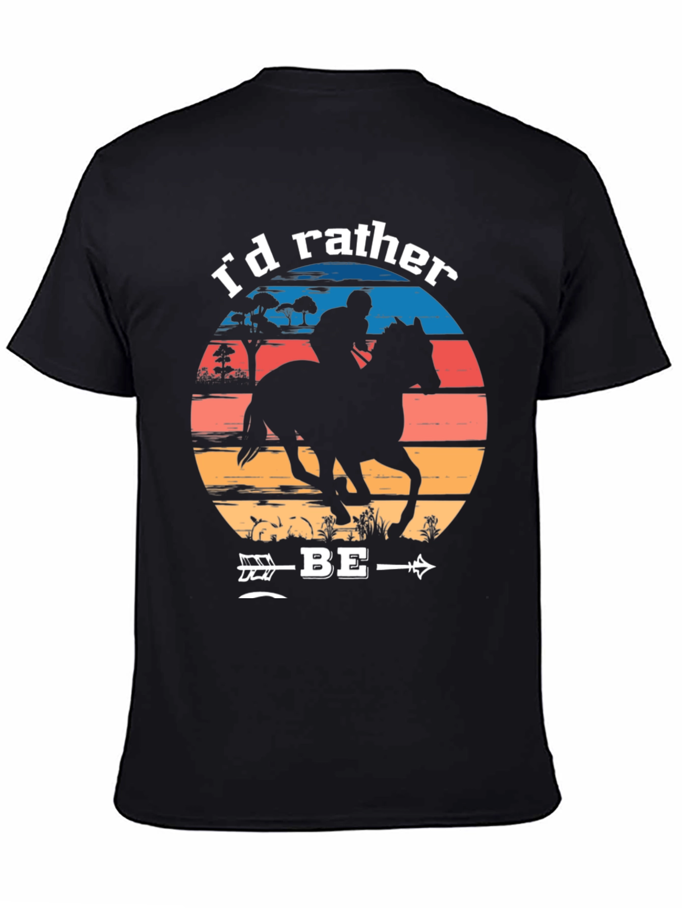 Black Equestrian T-Shirt: I'd Rather Be Riding view 4