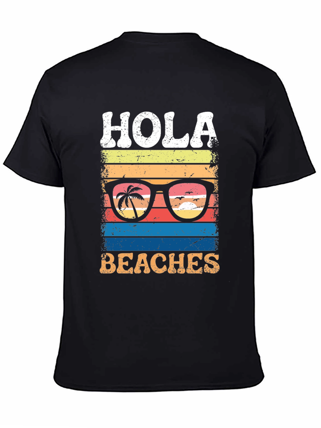 Black Hola Beaches Graphic T-Shirt view 4