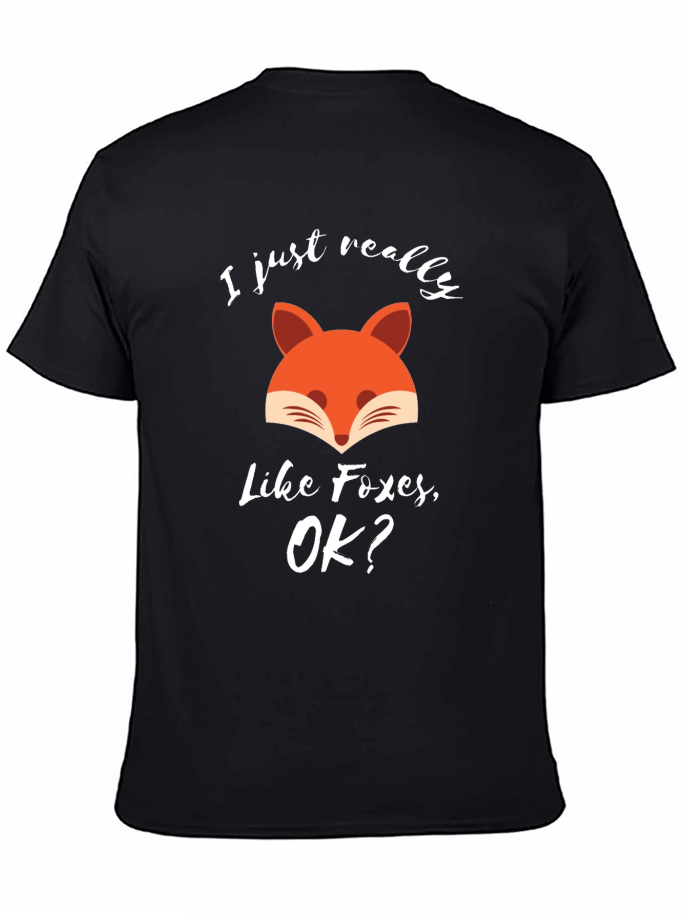 Black Funny Fox T-Shirt - I Just Really Like Foxes, OK? view 4