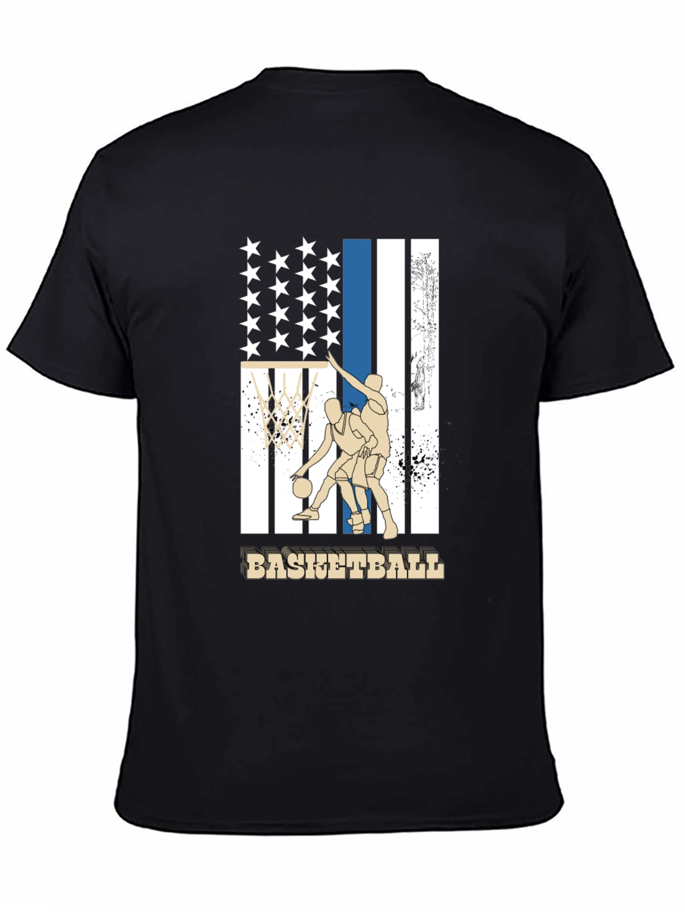 Black Basketball USA Flag Graphic T-Shirt view 4