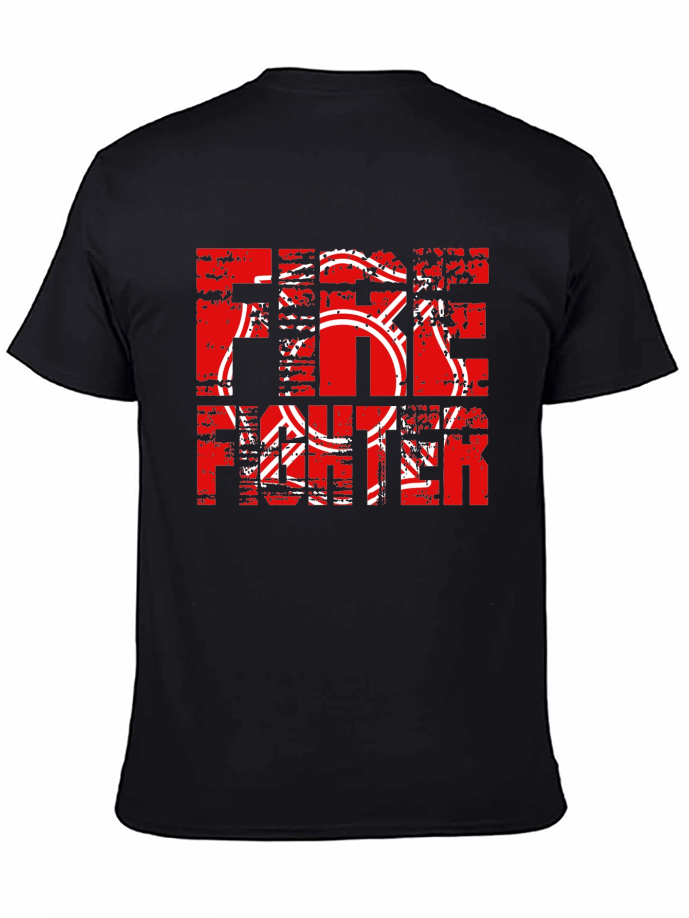 Firefighter Graphic Print Black T-Shirt - 4