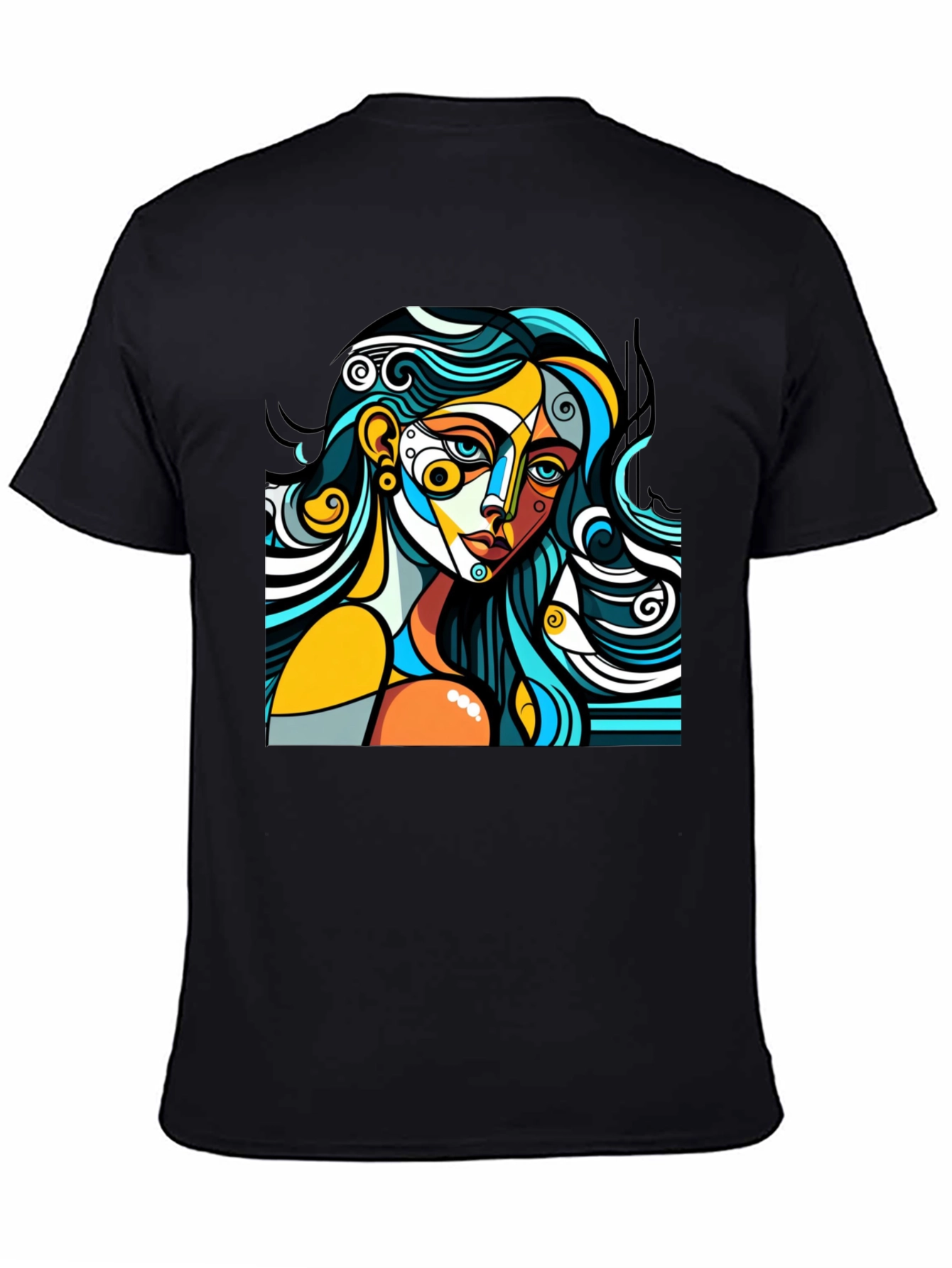 Black Abstract Art Woman Graphic Tee - Modern Style view 4