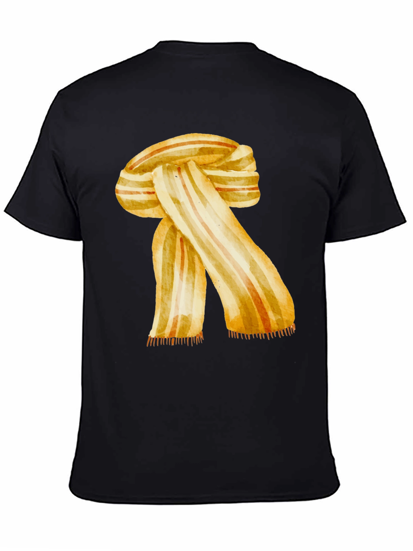 Black Watercolor Scarf Graphic Tee - Stylish Men's Shirt view 4