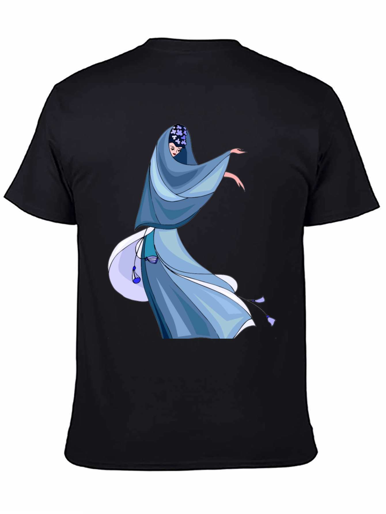 Black Elegant Blue Dress Graphic T-Shirt view 4
