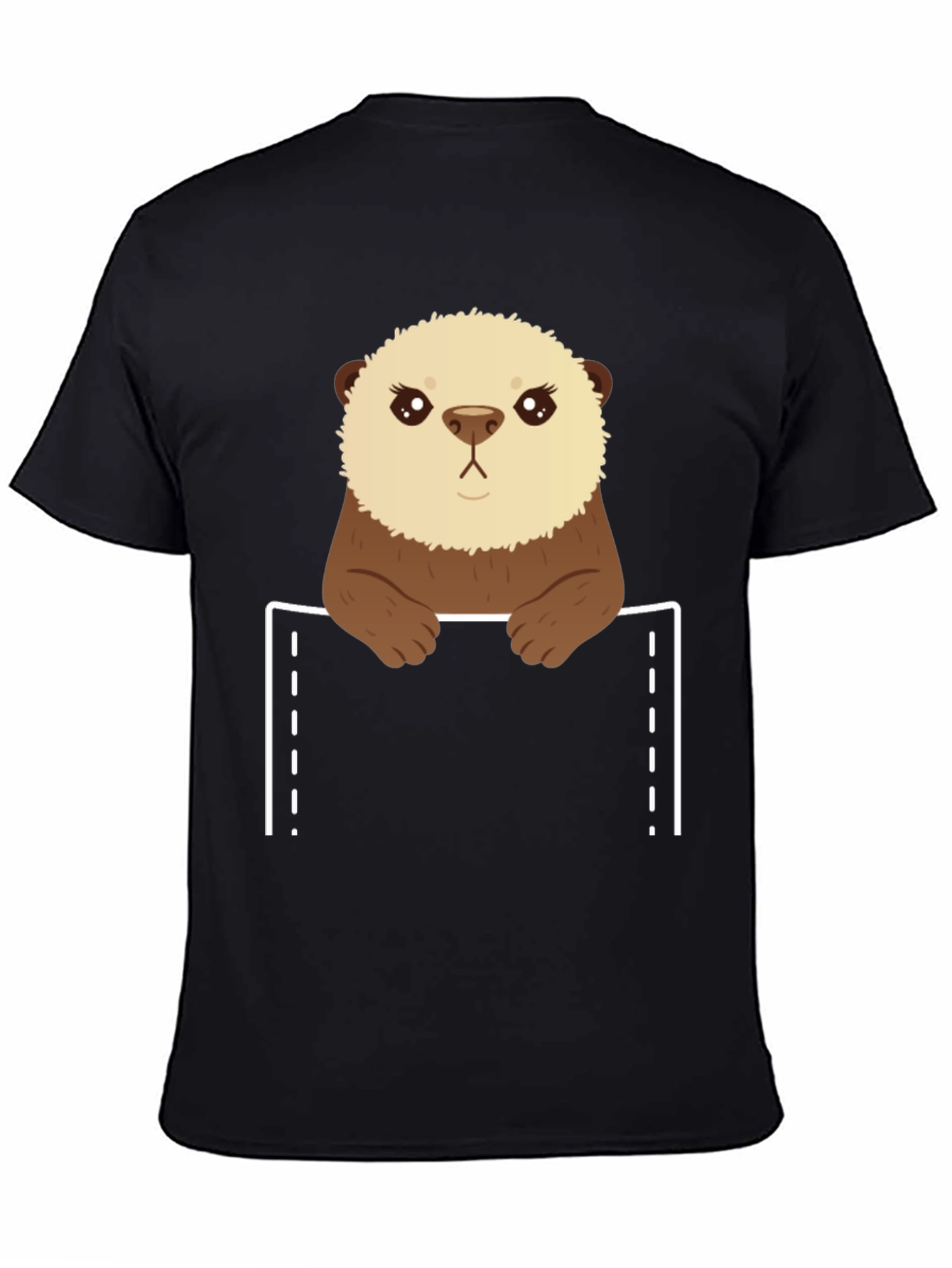 Black Otter Pocket T-Shirt - Cute Animal Tee view 4
