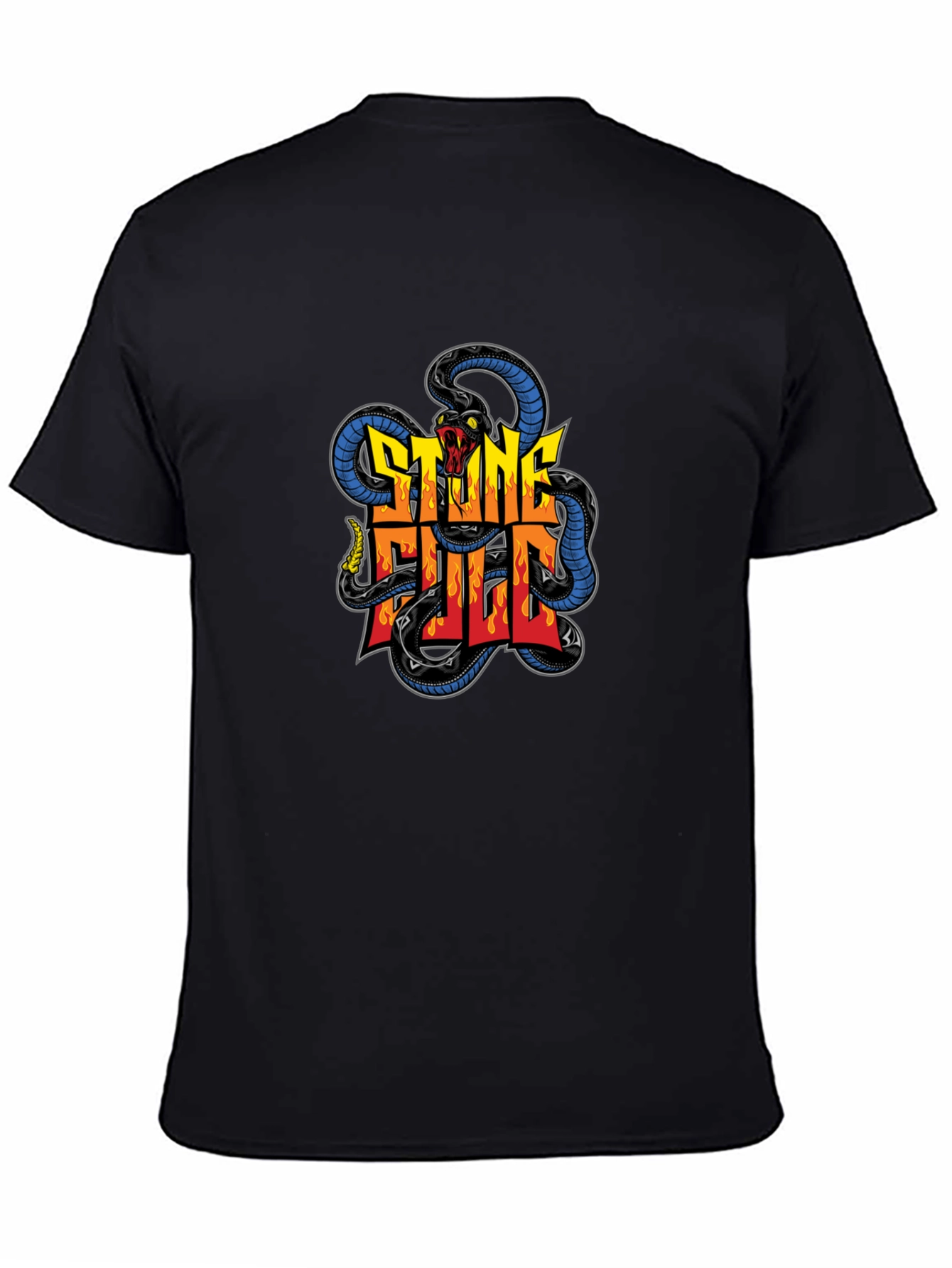 Black Stone Full Snake Graphic Tee - Men's Black T-Shirt view 4