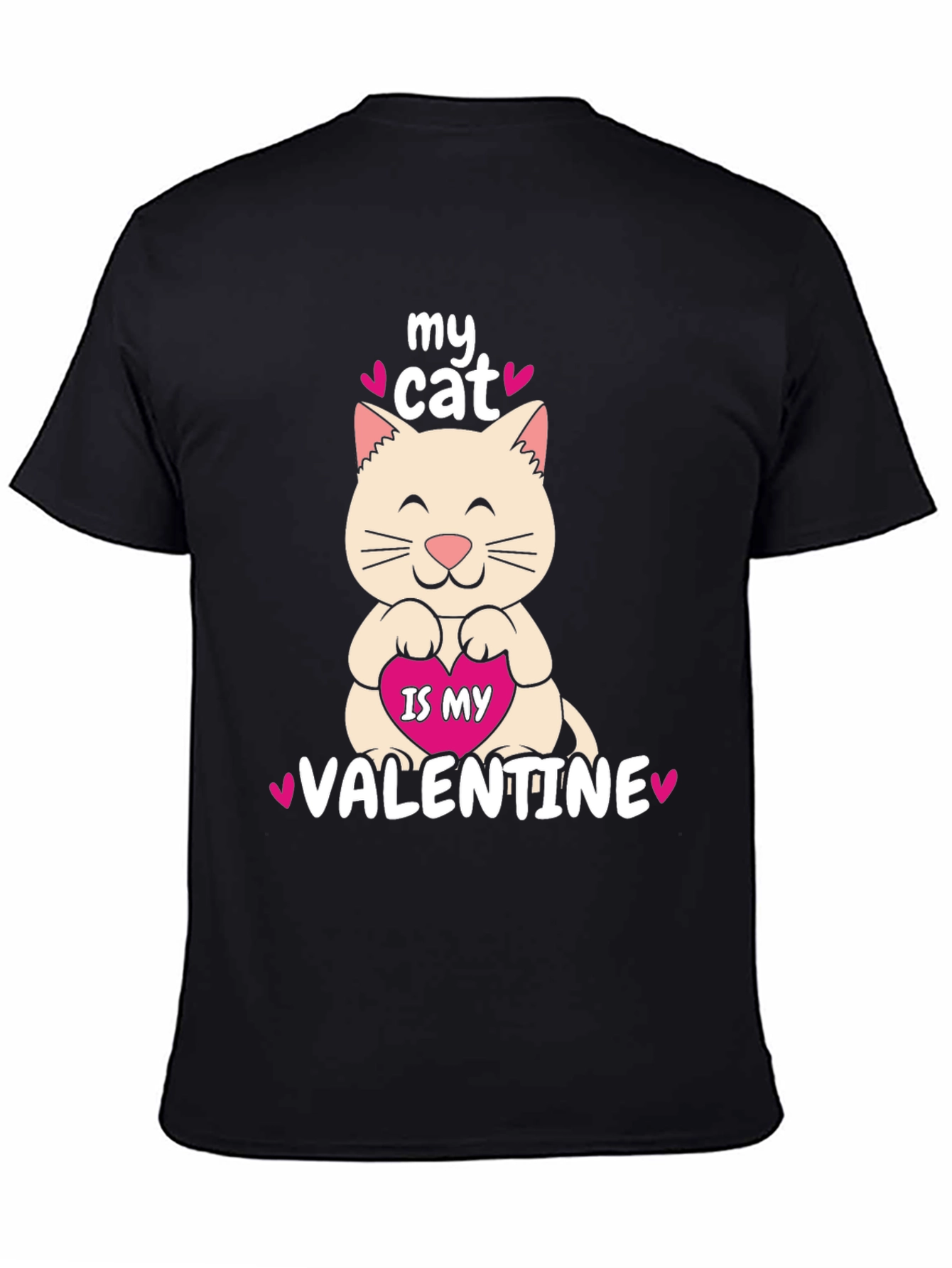 Black My Cat is My Valentine T-Shirt view 4