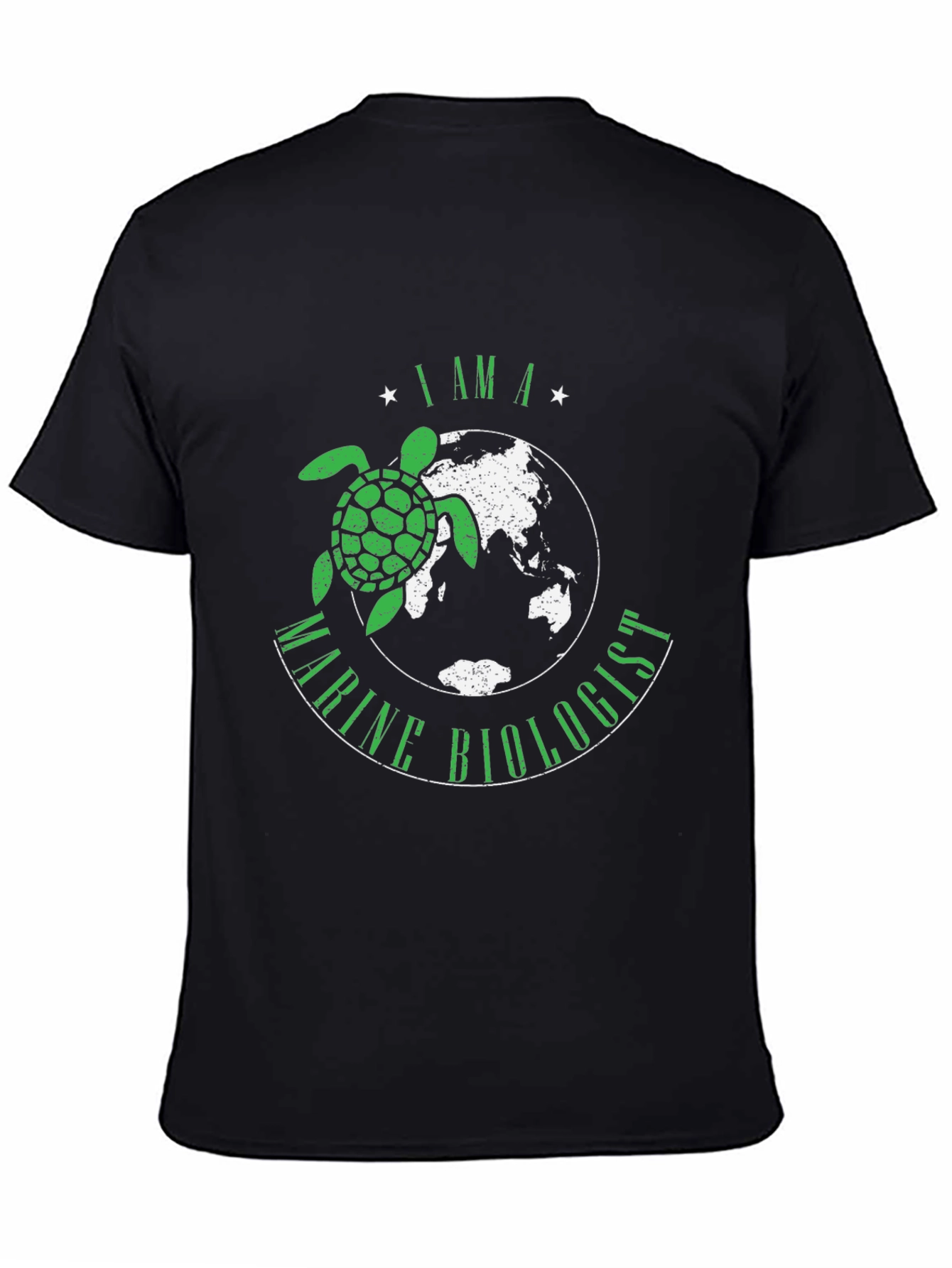 Black Marine Biologist Turtle Graphic T-Shirt view 4