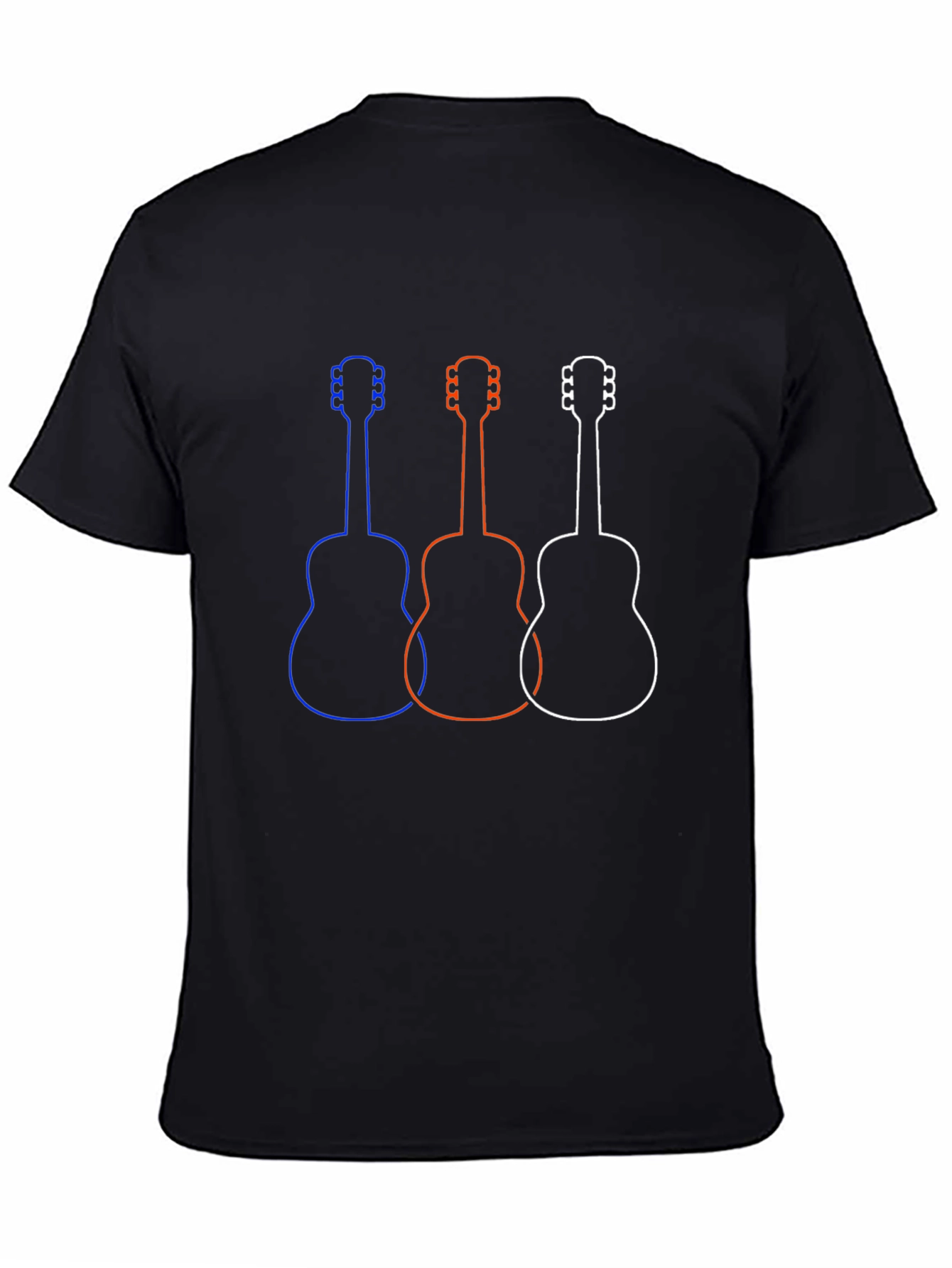 Black Guitar Trio Graphic T-Shirt - Casual Cotton Tee view 4