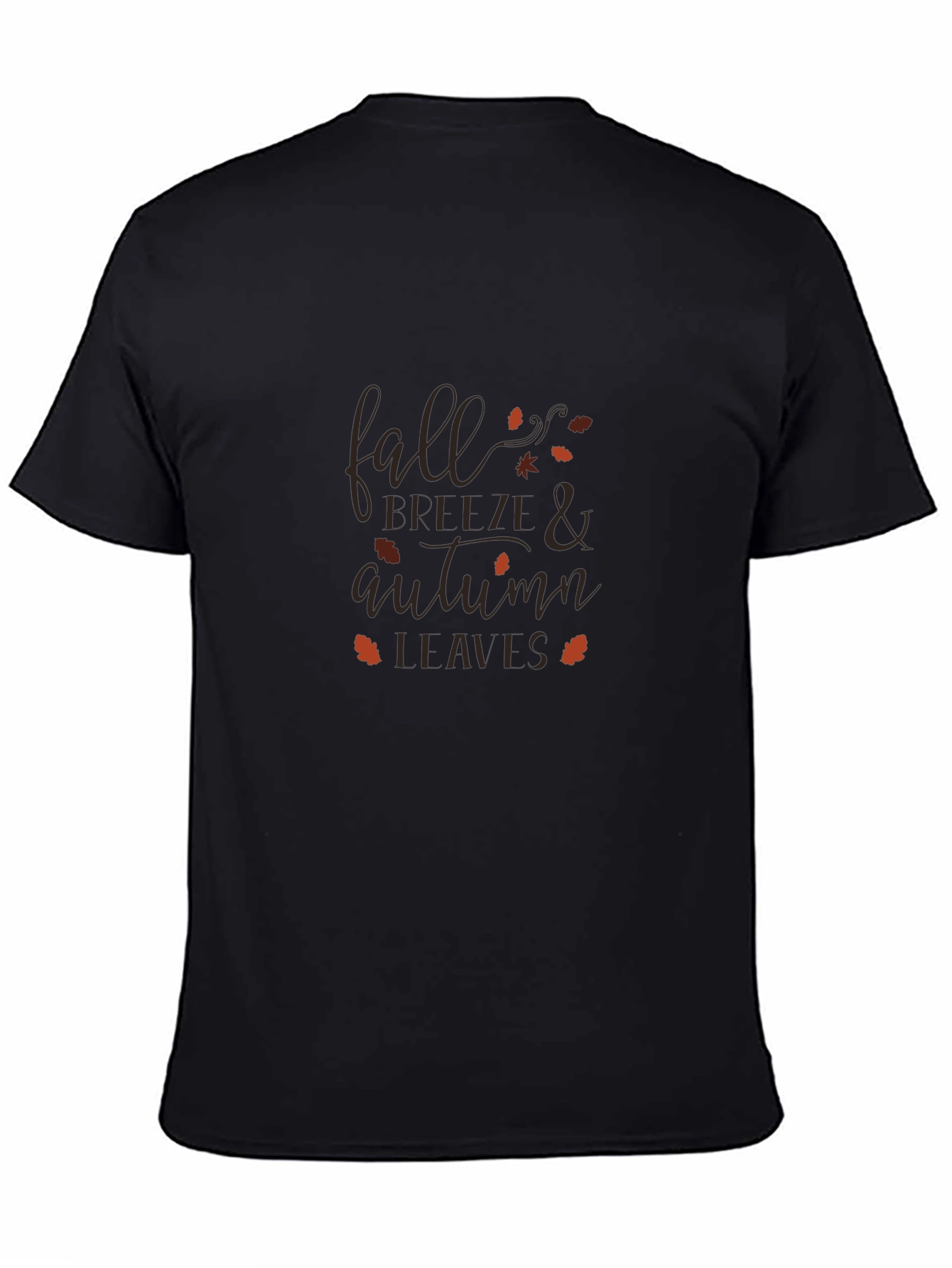 Black Fall & Autumn Leaves T-Shirt - Stylish Seasonal Design view 4