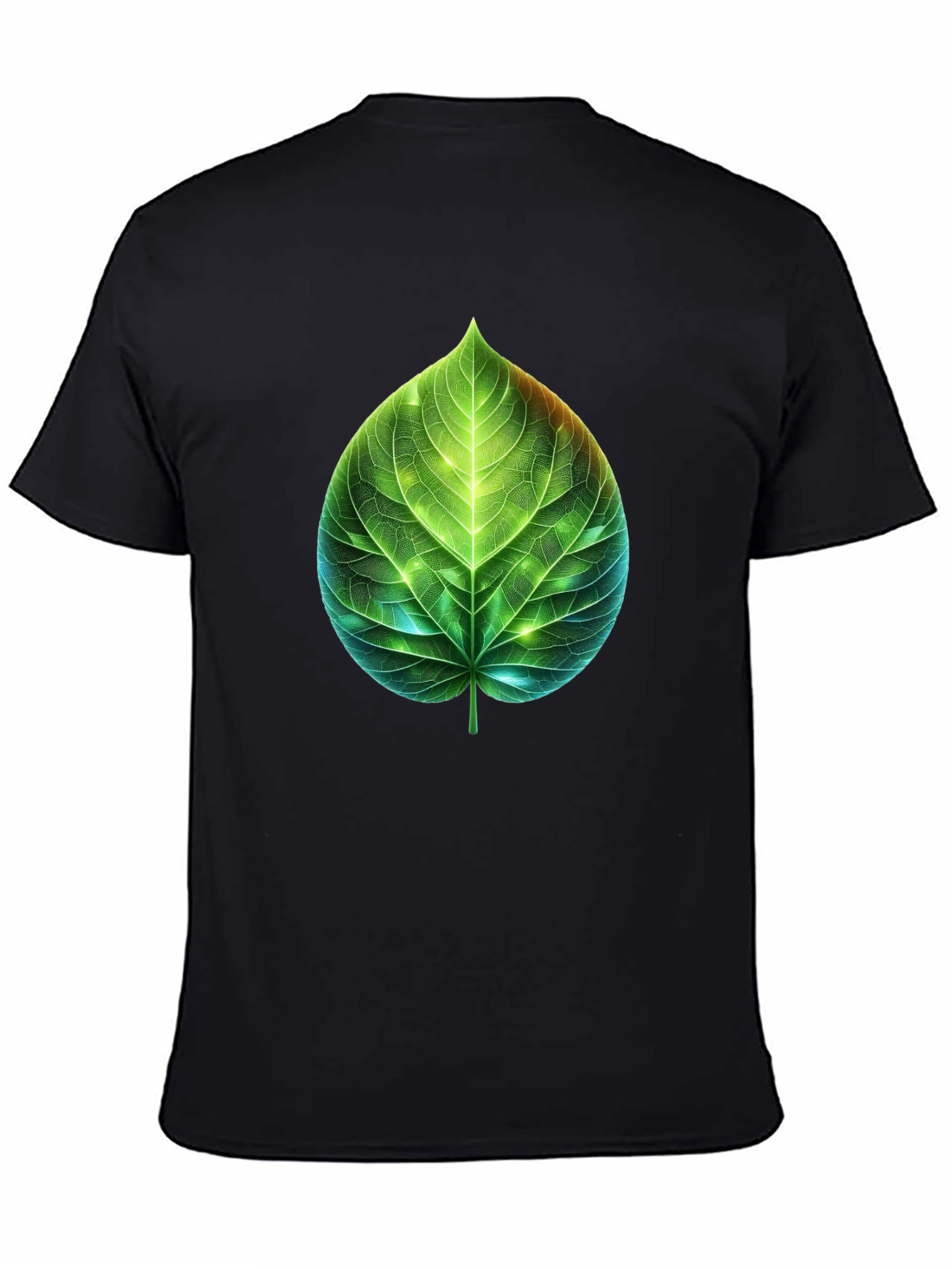 Black Leaf Design Graphic Tee - Nature Inspired T-Shirt view 4