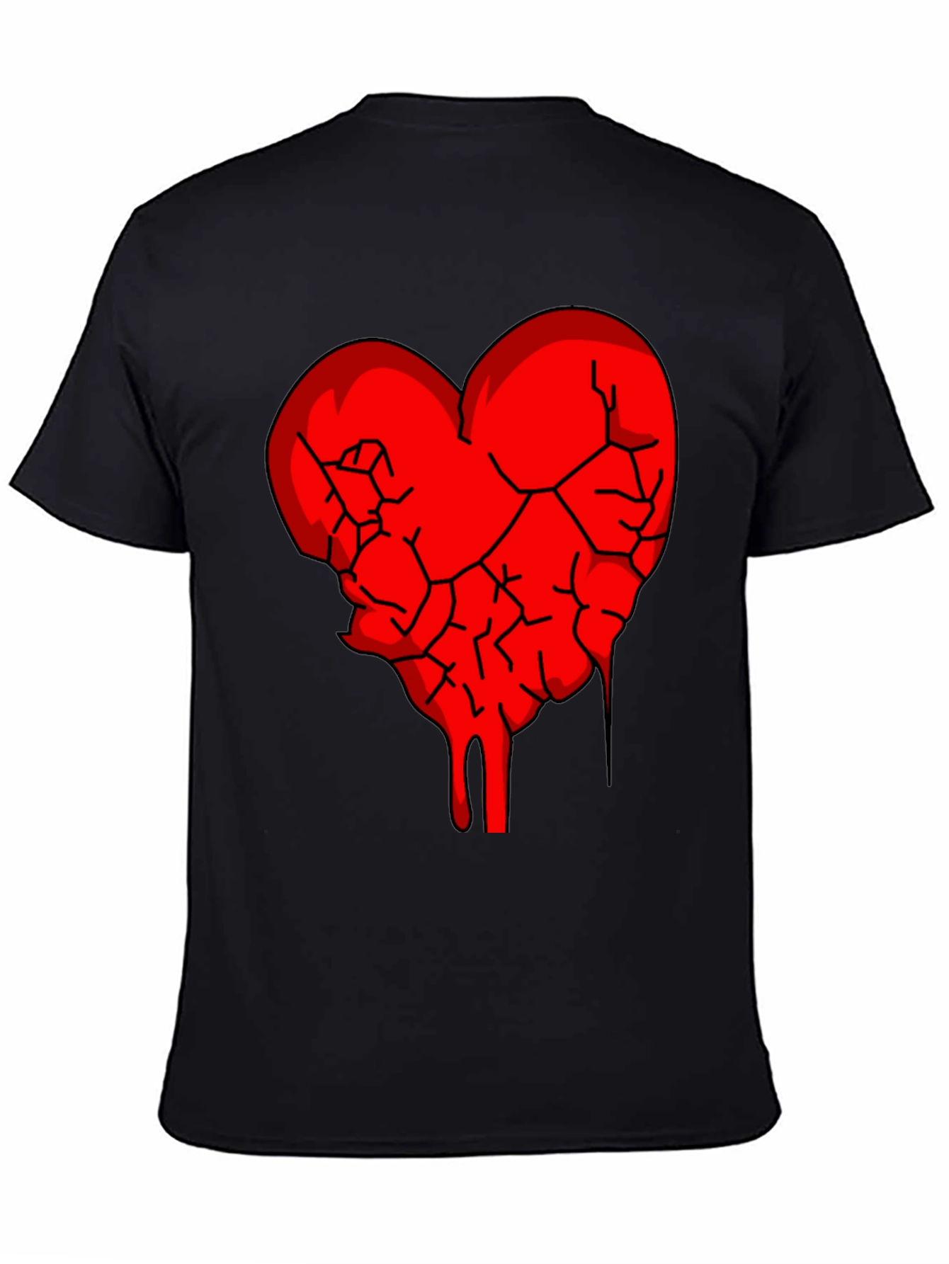 Black Broken Heart Graphic Tee - Black Cotton Blend view 4