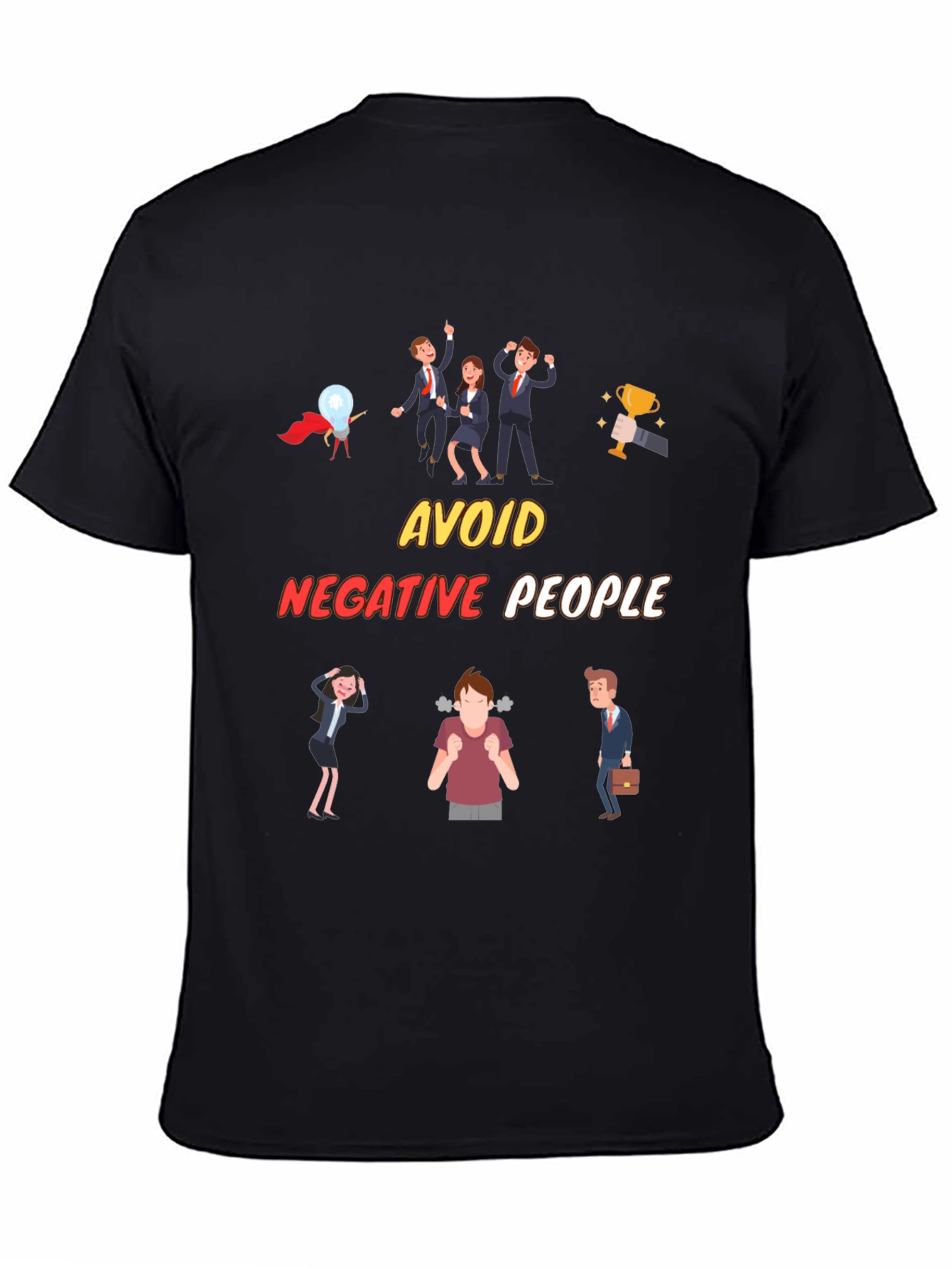 Black Avoid Negative People T-Shirt, Funny Graphic Tee view 4