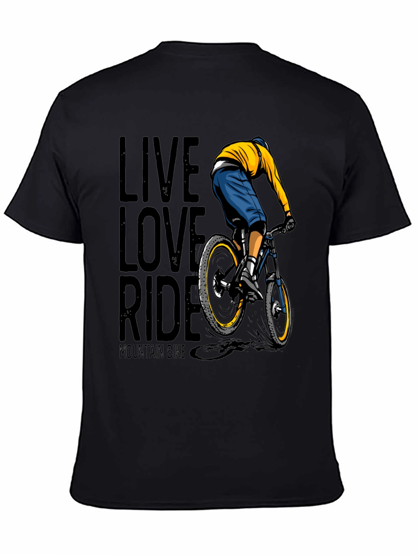 Black Live Love Ride Mountain Bike Graphic T-Shirt view 4