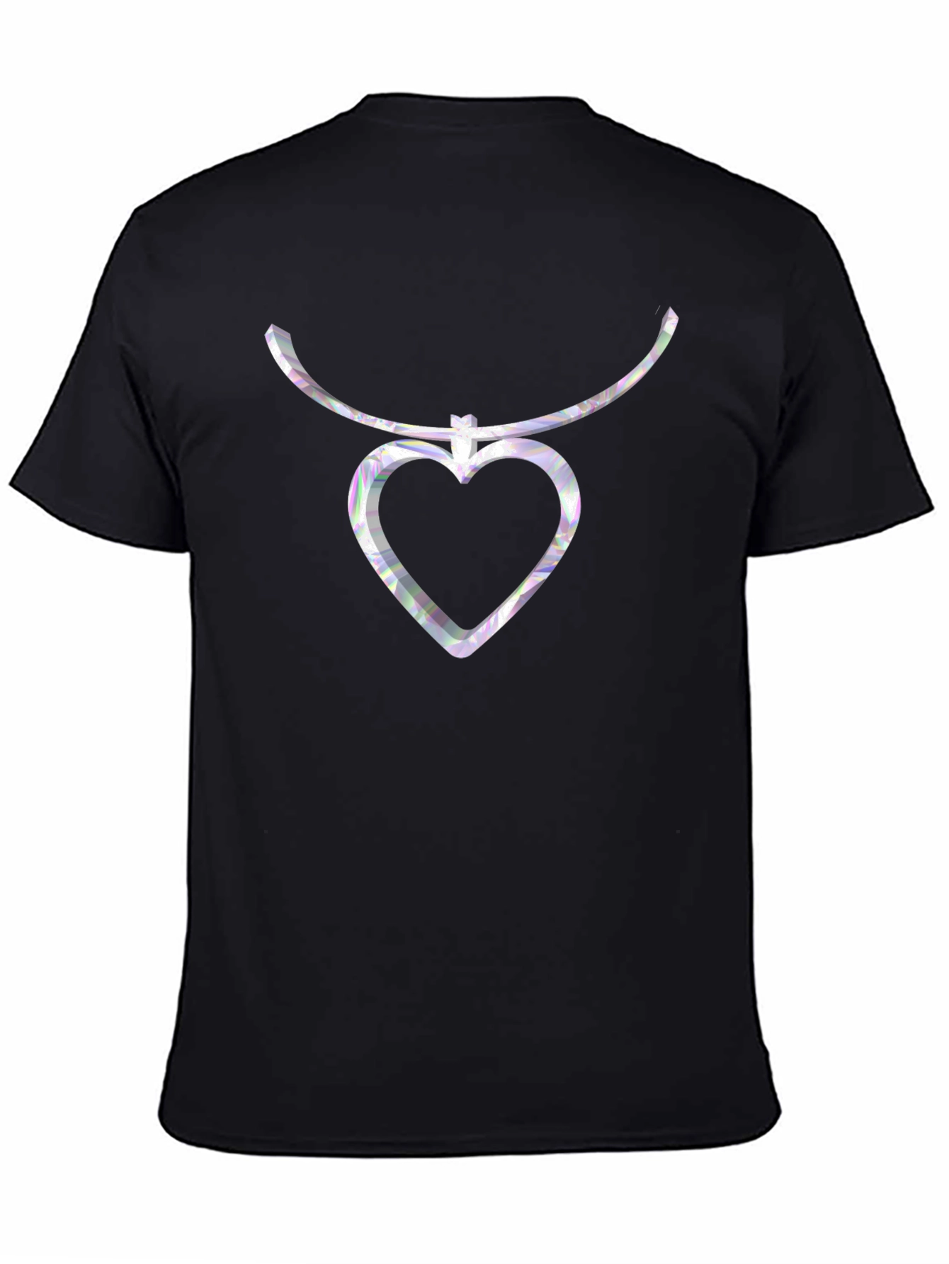 Black Heart Pendant Black Tee - Modern Minimalist Style view 4