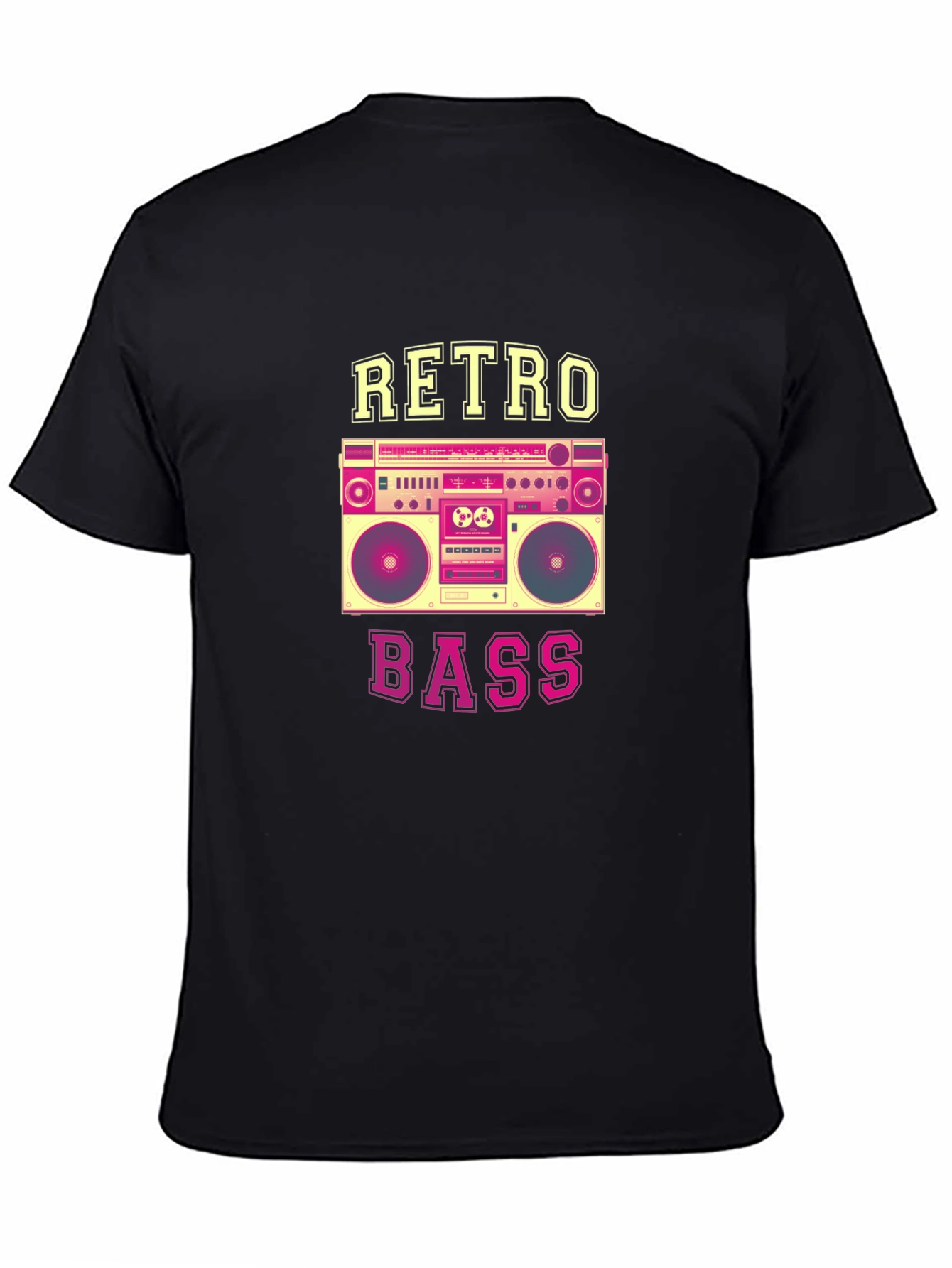 Black Retro Bass Boombox Graphic Tee - Black view 4