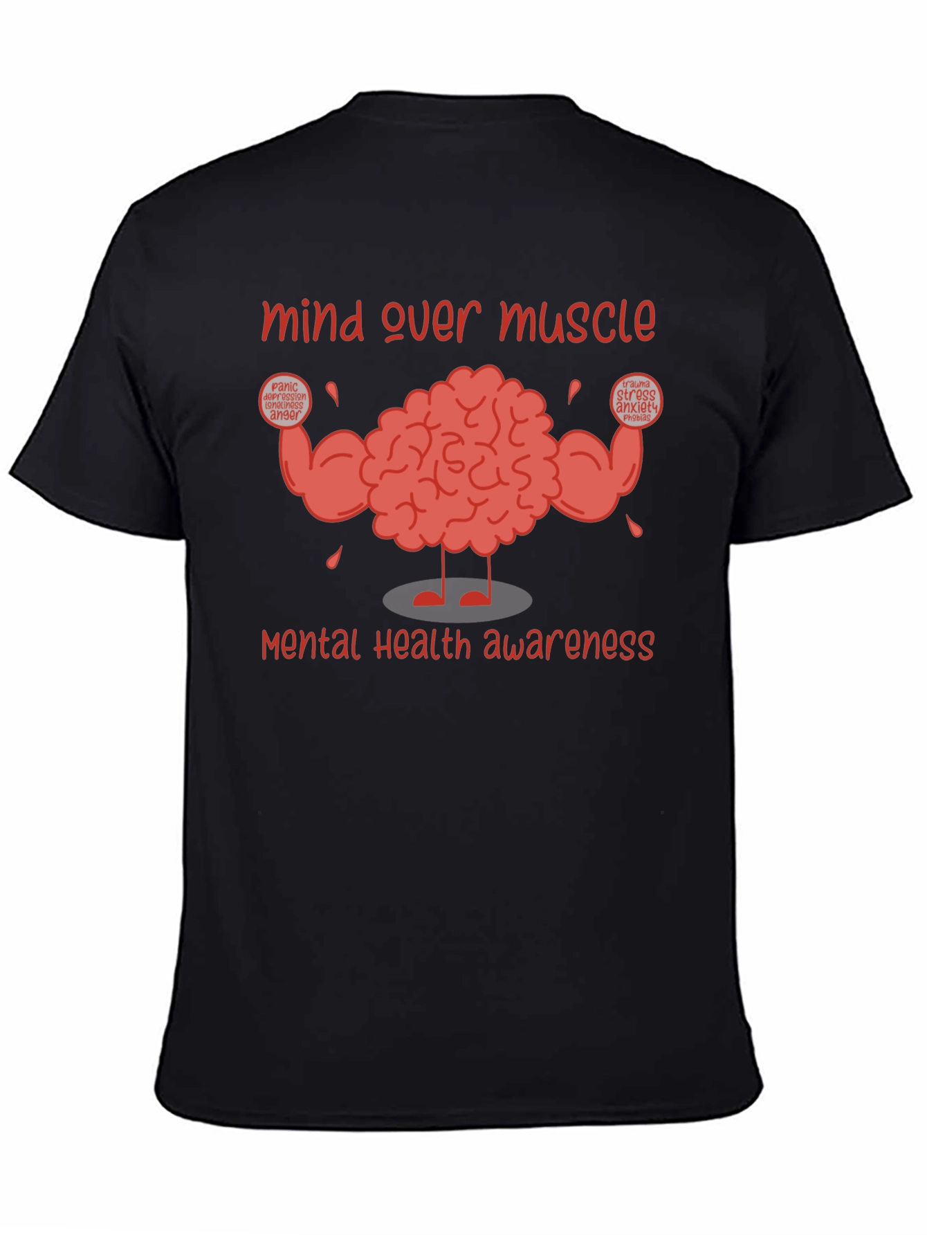 Black Mind Over Muscle Mental Health Awareness T-Shirt view 4