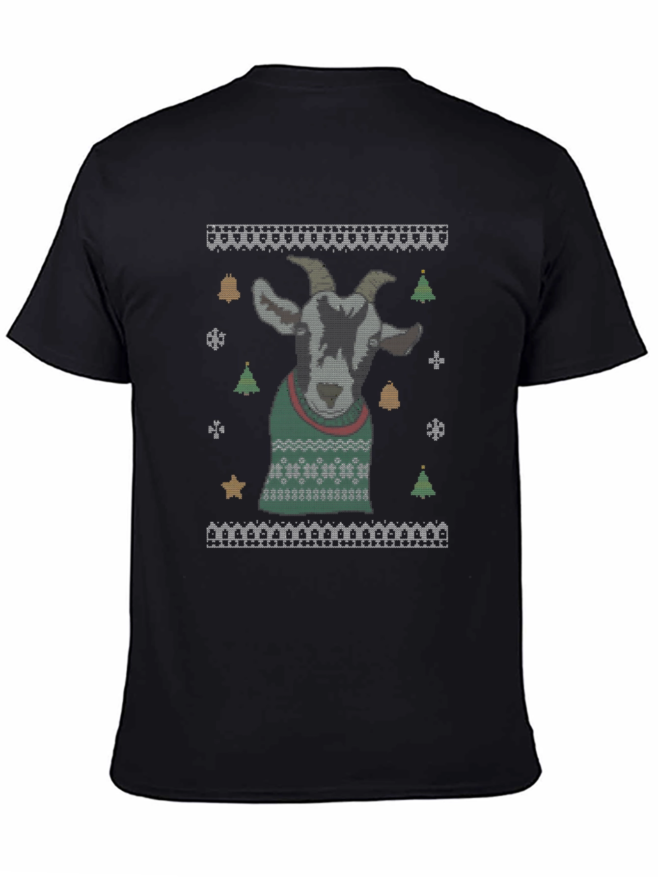 Black Goat Ugly Christmas Sweater T-Shirt view 4