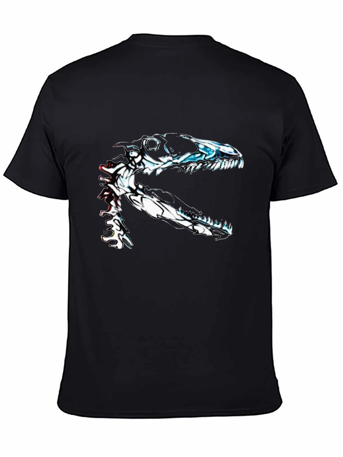 Black Dinosaur Skeleton Graphic Black T-Shirt view 4