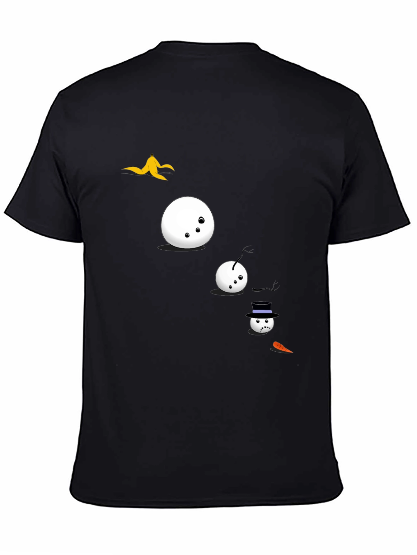 Black Funny Snowman T-Shirt - Black Cotton Tee view 4