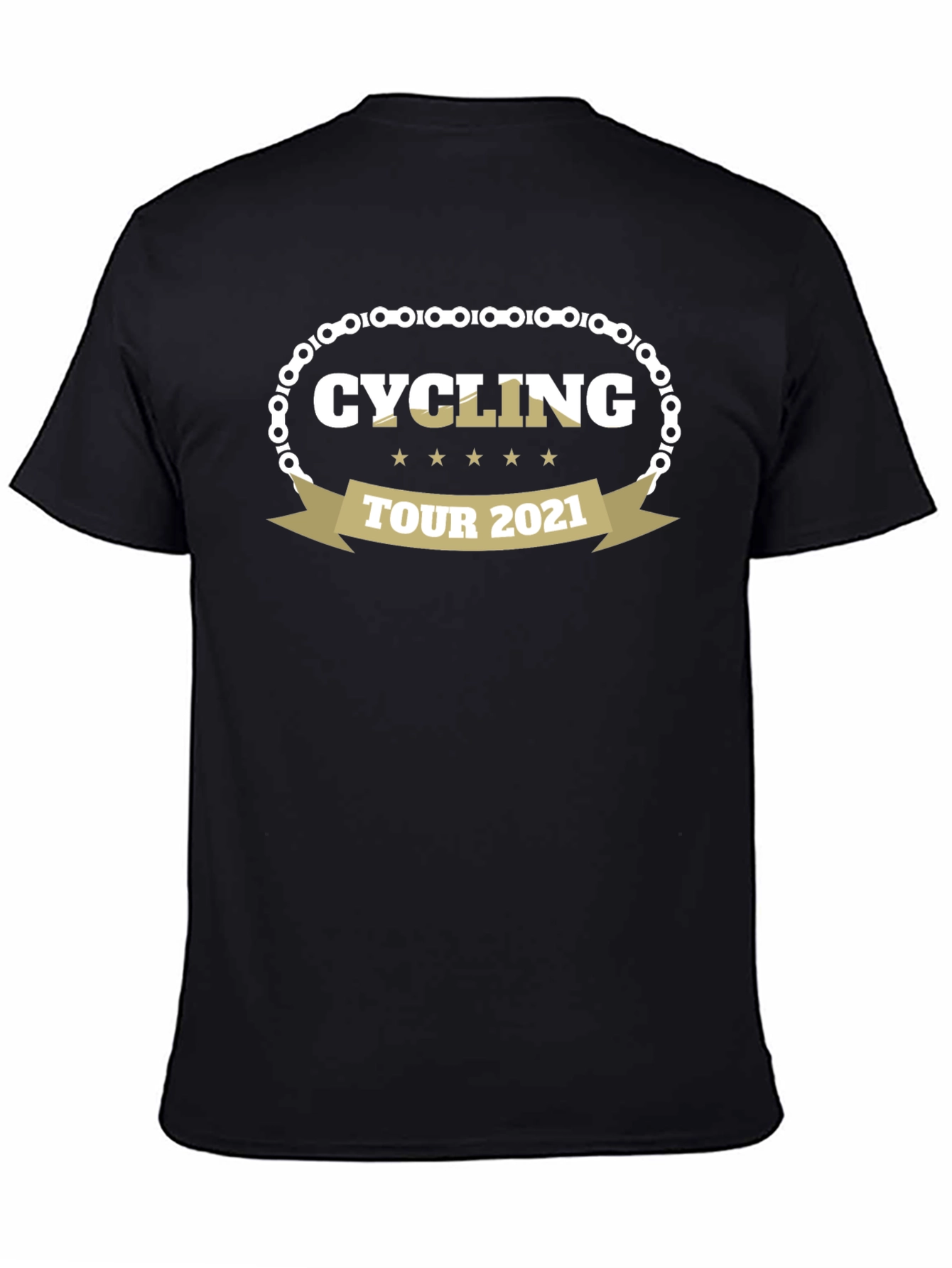 Black Cycling Tour 2021 Graphic Tee - Black Cotton T-Shirt view 4