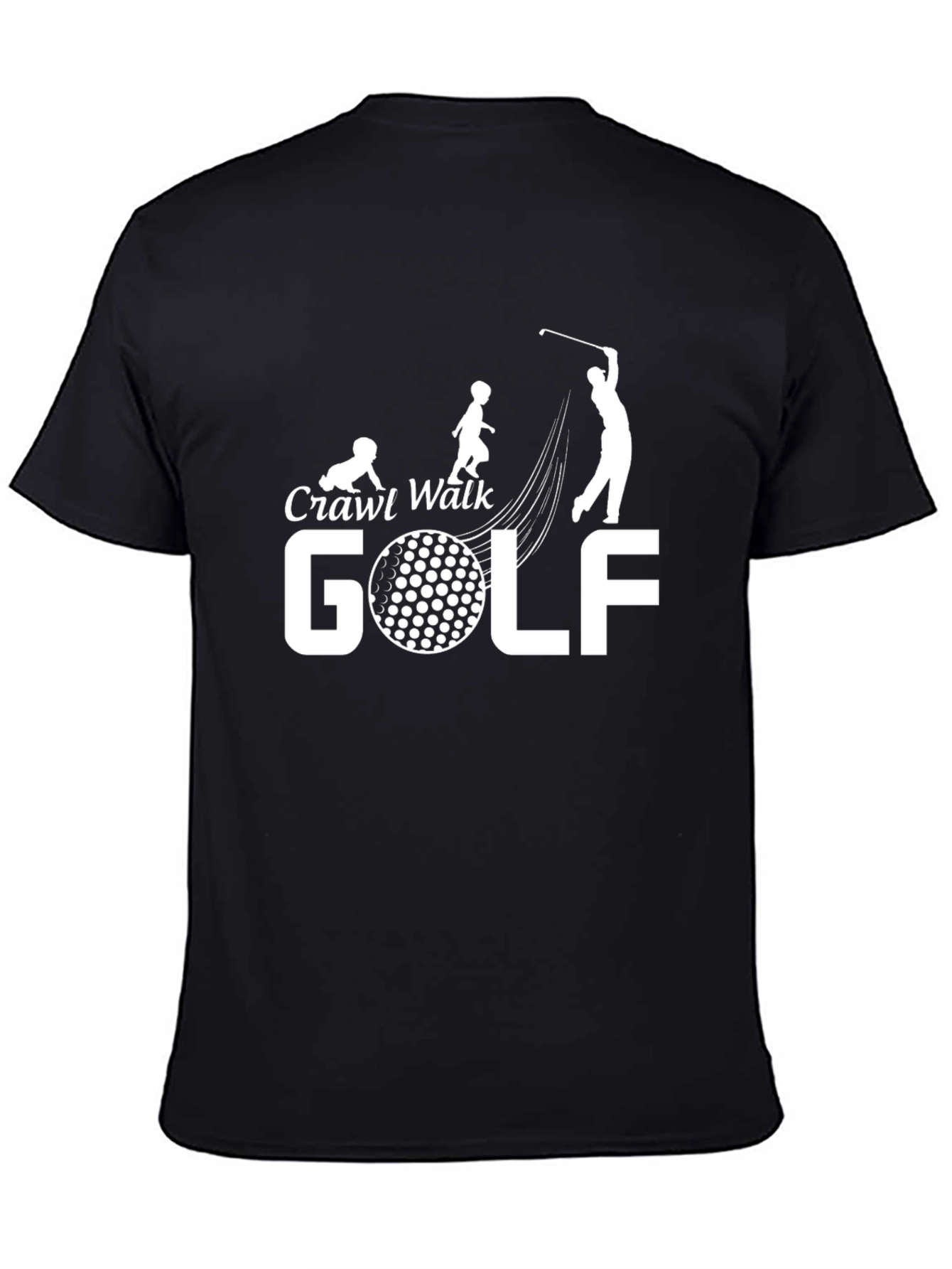 Black Funny Golf Evolution T-Shirt - Crawl, Walk, Golf! view 4