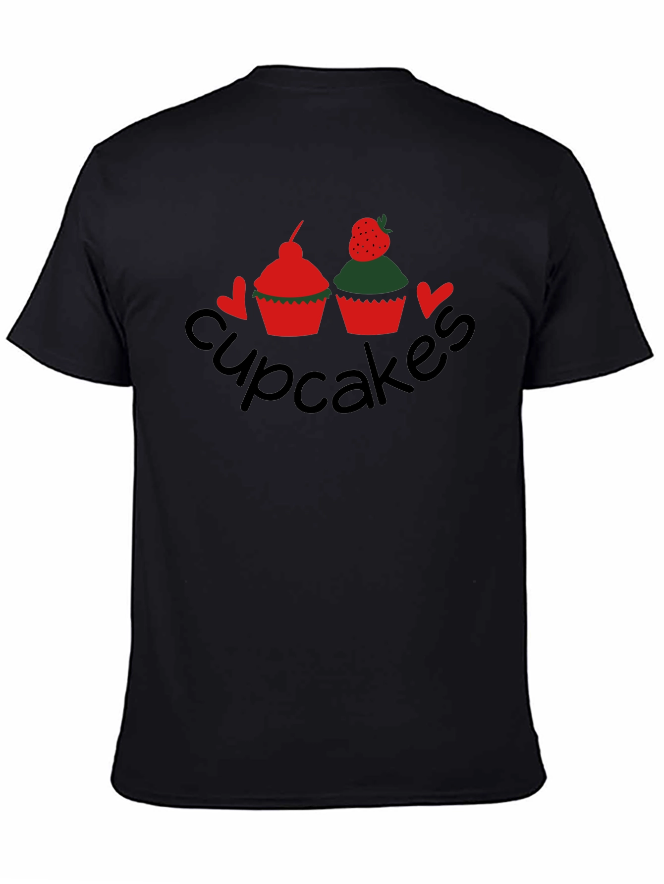 Black Cupcakes Graphic Tee - Black Crew Neck T-Shirt view 4