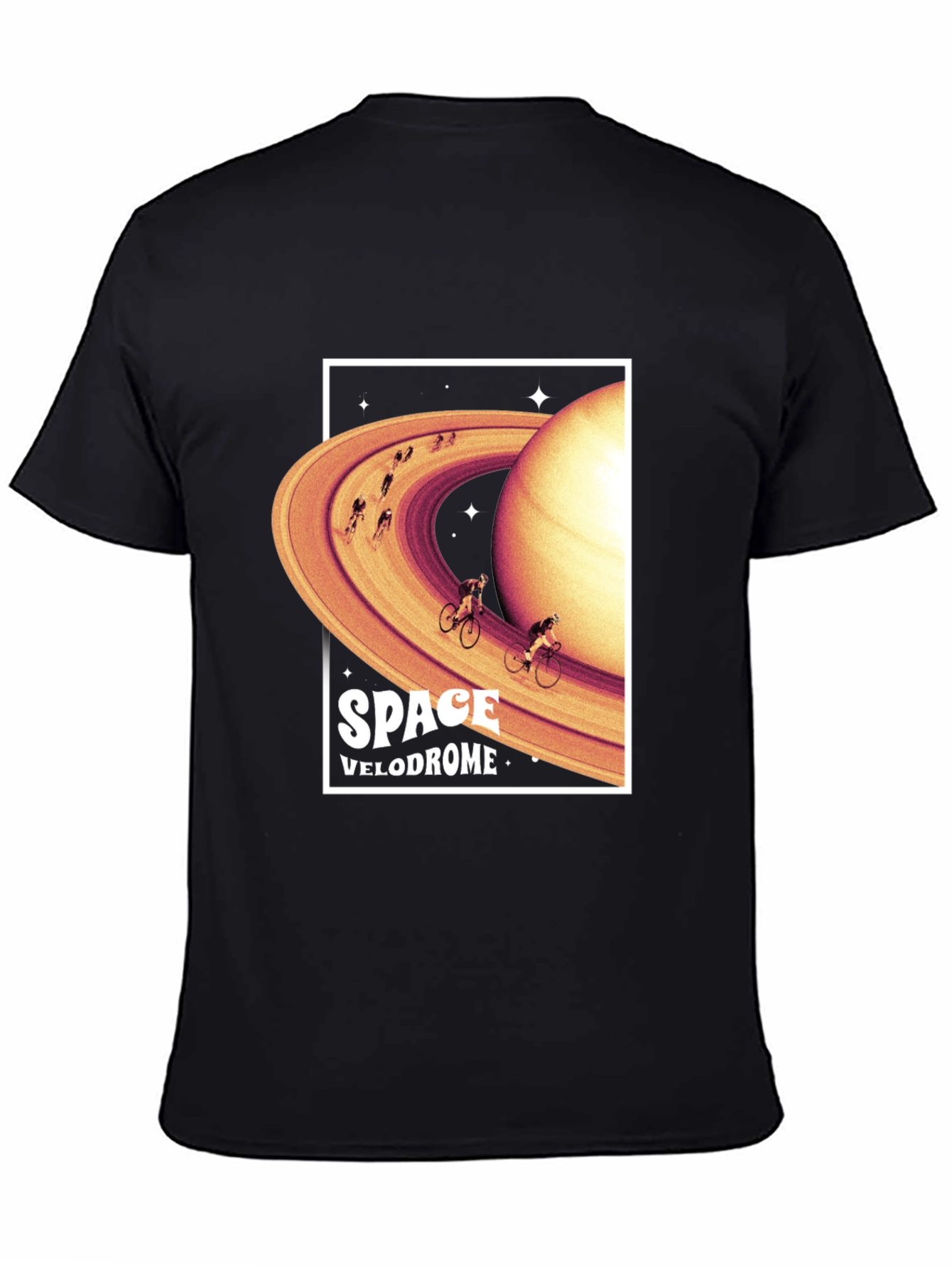Black Space Velodrome Graphic T-Shirt - Saturn Cycling Tee view 4